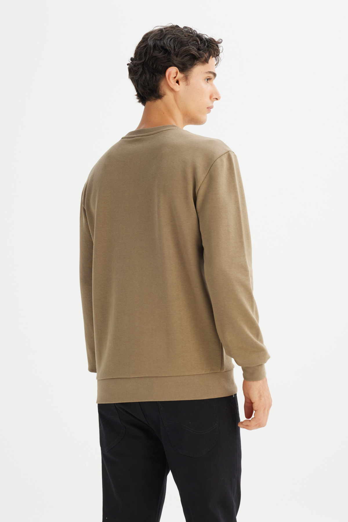 Lee Regular Fit Bisiklet Yaka Baskılı Haki Sweatshirt görsel 5