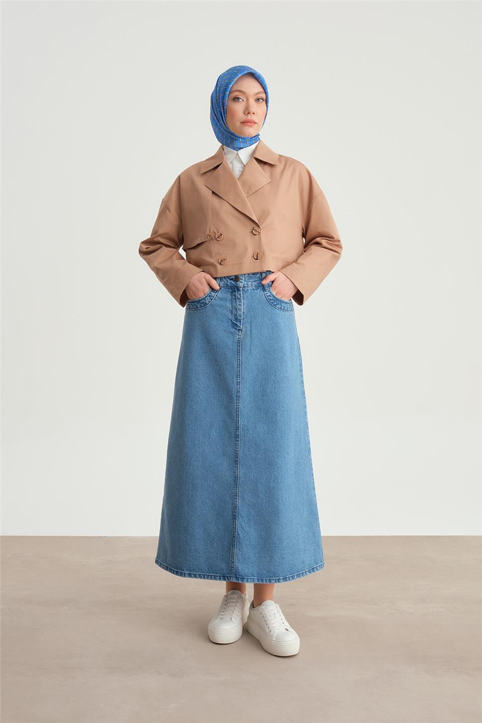 ARMİNE Kısa Trenchcoat Pamuk Ceket 24Y5401 Camel görsel 2