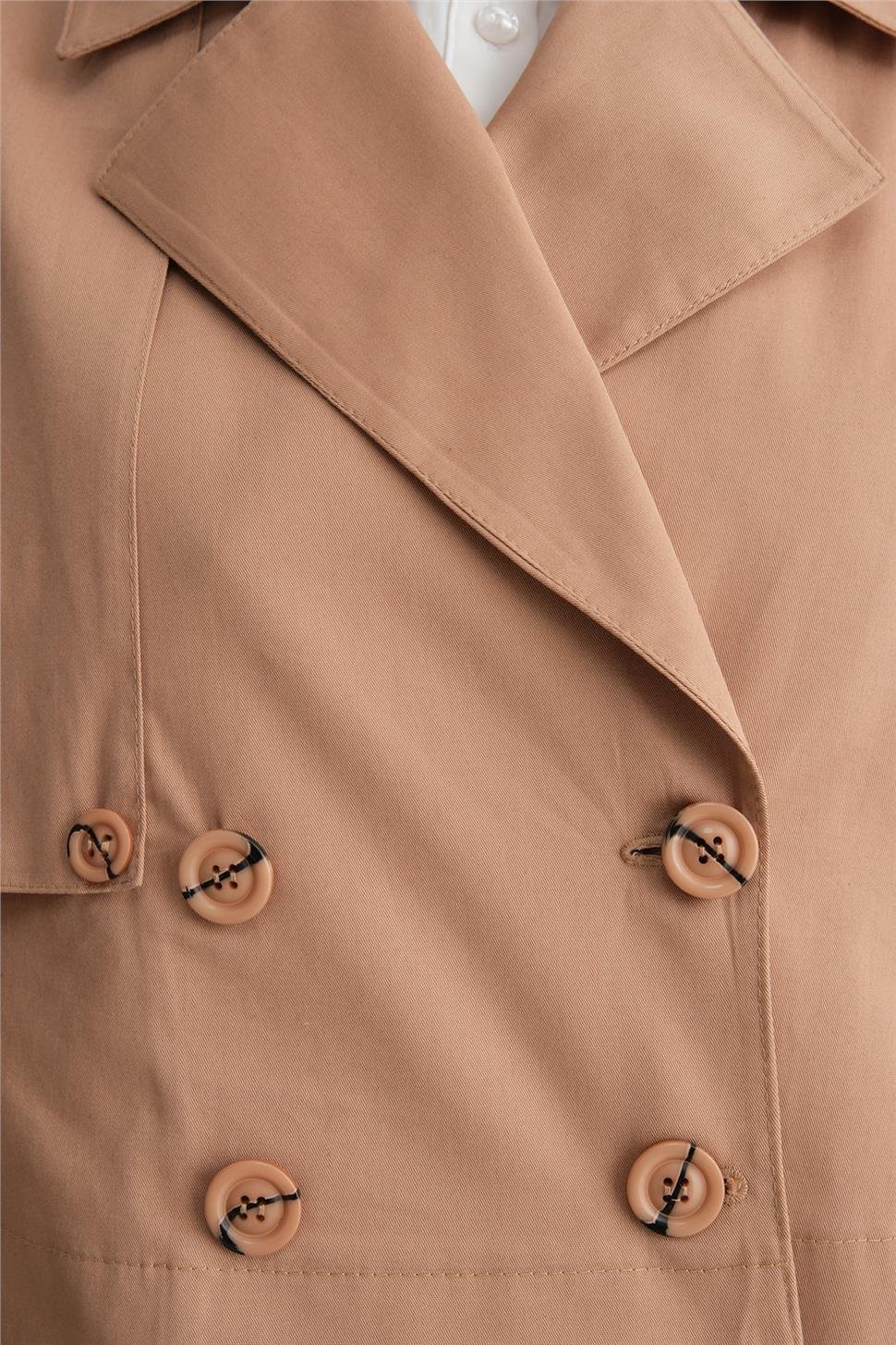 ARMİNE Kısa Trenchcoat Pamuk Ceket 24Y5401 Camel görsel 5
