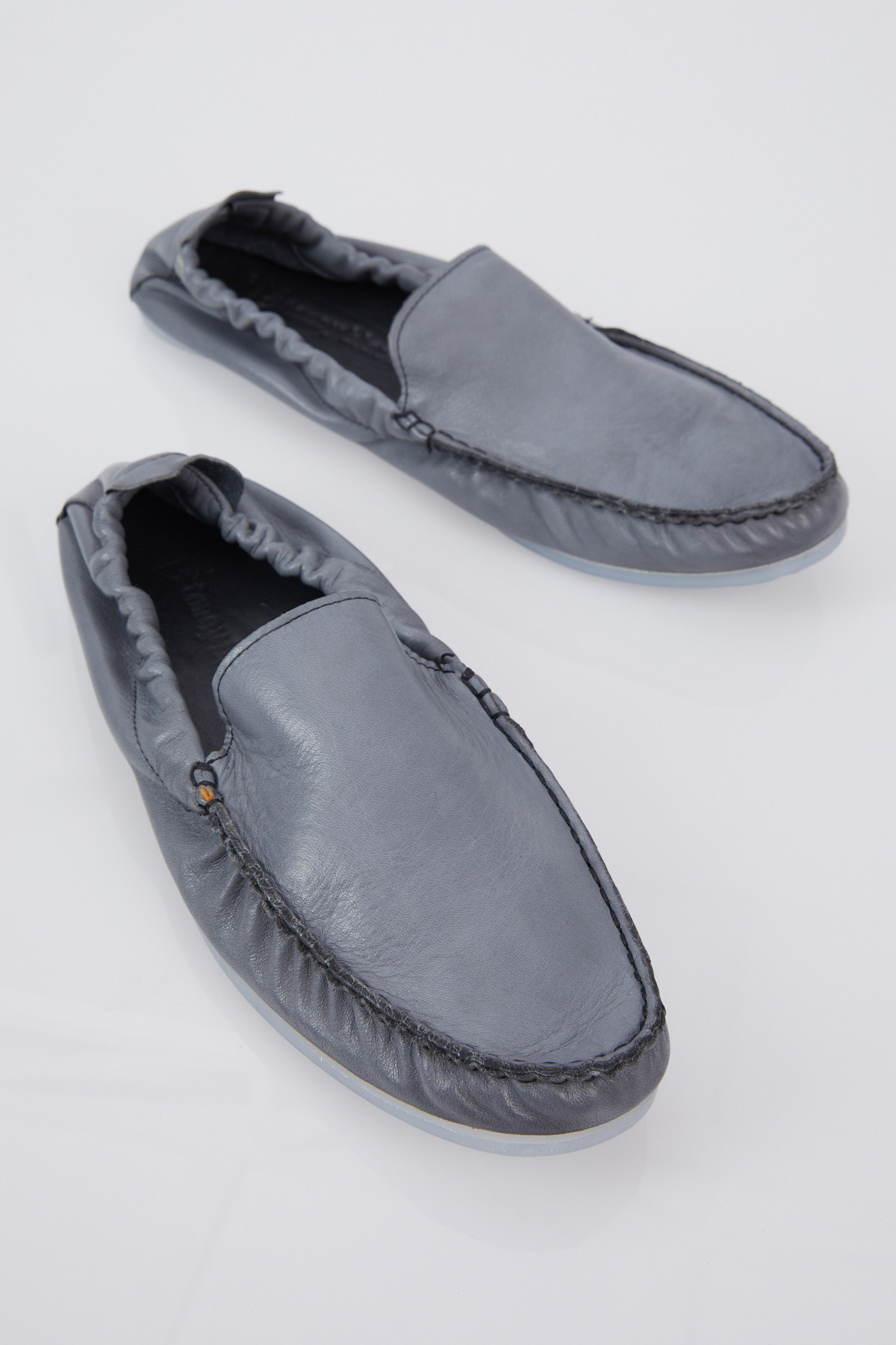 TONNY BLACK Erkek Gri Arkası Lastikli Rahat Kalıp Hakiki Deri Loafer görsel 4