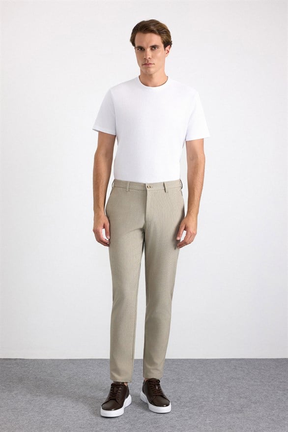Süvari Bej Slim Düz Jogger Pantolon