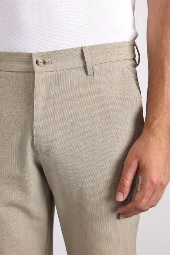 Süvari Bej Slim Düz Jogger Pantolon görsel 3