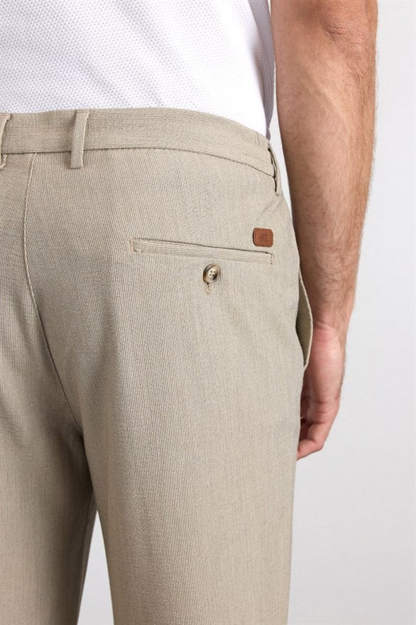Süvari Bej Slim Düz Jogger Pantolon görsel 4
