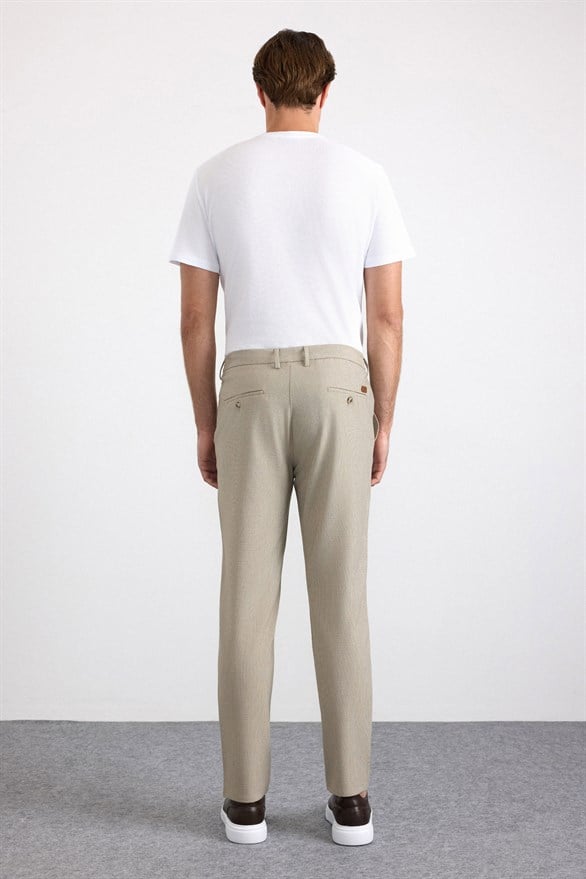 Süvari Bej Slim Düz Jogger Pantolon görsel 5