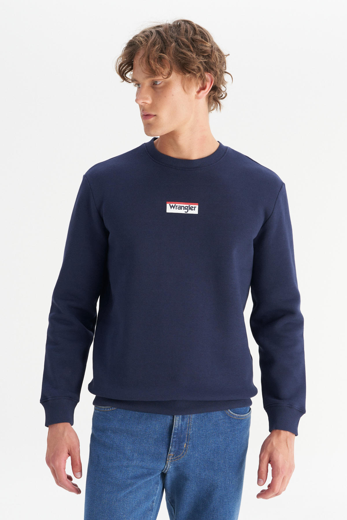 Wrangler Regular Fit Bisiklet Yaka İçi Polarlı Lacivert Sweatshirt