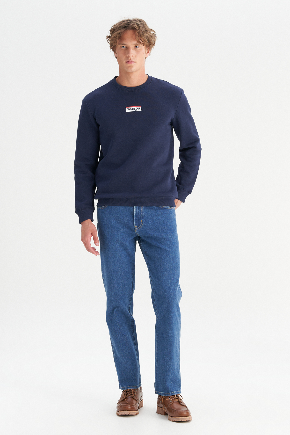 Wrangler Regular Fit Bisiklet Yaka İçi Polarlı Lacivert Sweatshirt görsel 2