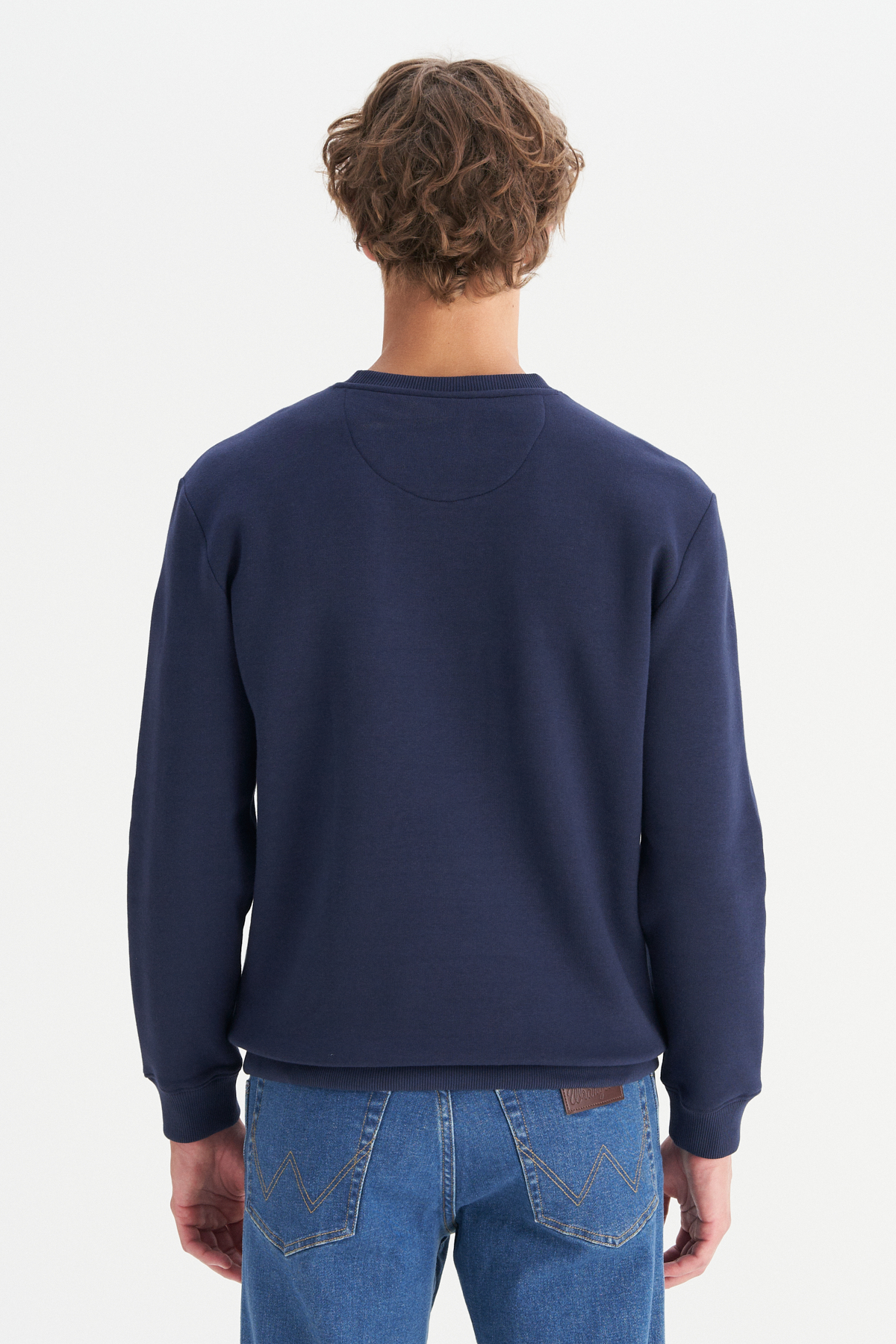 Wrangler Regular Fit Bisiklet Yaka İçi Polarlı Lacivert Sweatshirt görsel 5
