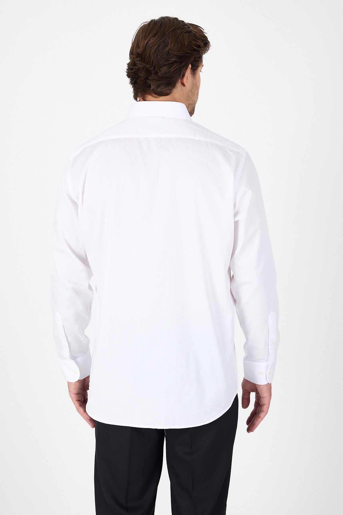 İMZA Beyaz Uzun Kol Sert Yaka Cepli Non Iron Comfort Fit Pamuklu Büyük Beden Gömlek 1004250268 görsel 3