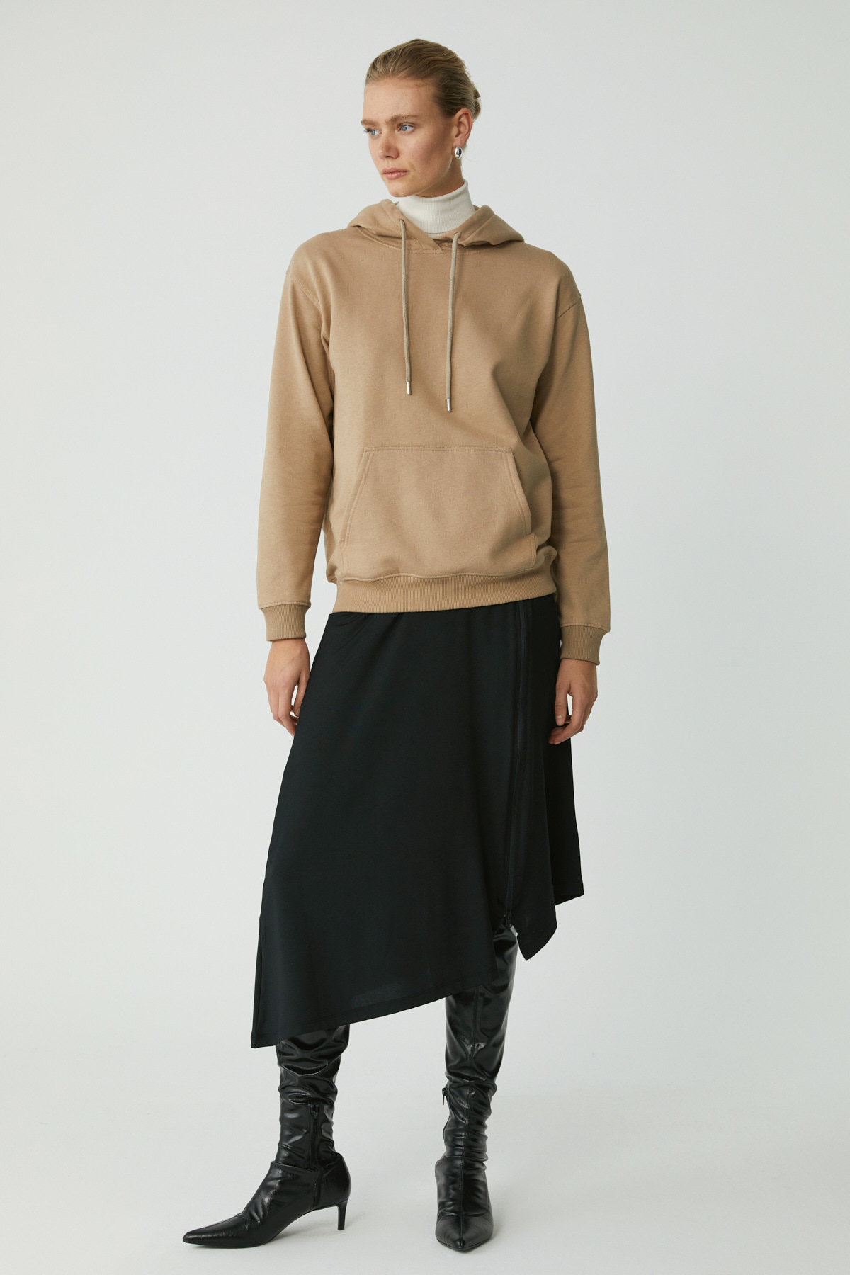 ETHIQUET ABELIA Kadın Pamuklu Içi Polarlı Yumuşacık Kalın Kumaşlı Kapüşonlu Örme Comfort VİZON Sweatshirt görsel 3