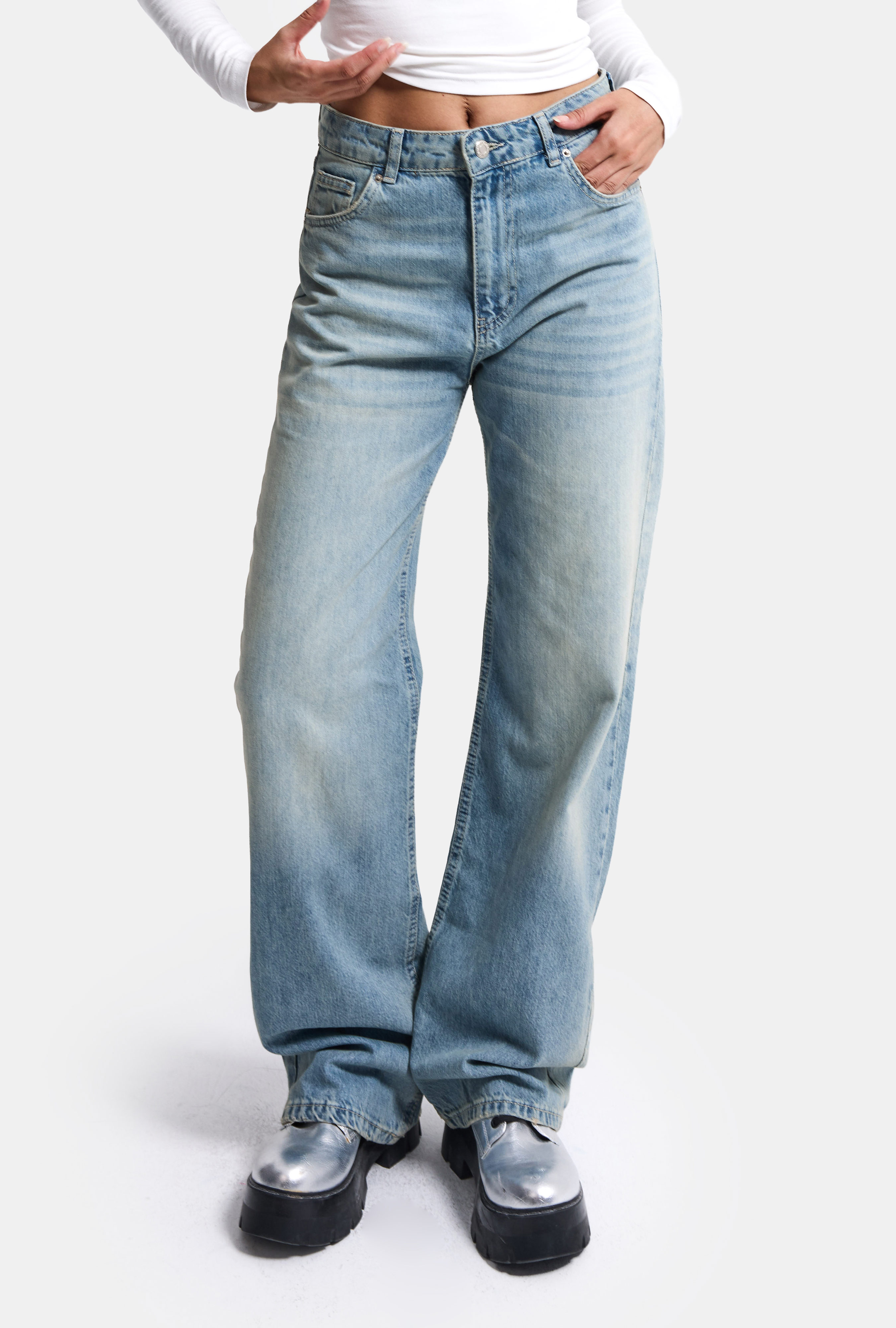 It's Basic Kadın Jean Renk 4s6-32 Straight Fit Yüksek Bel Denim Jean