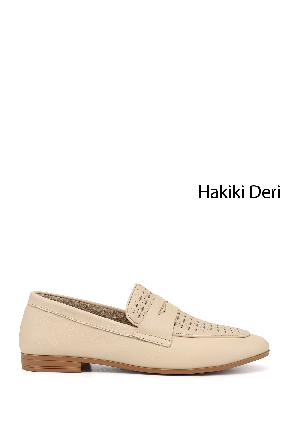 GÖNDERİ(R) Kadın AÇIK BEJ Baskılı Hakiki Deri Loafer