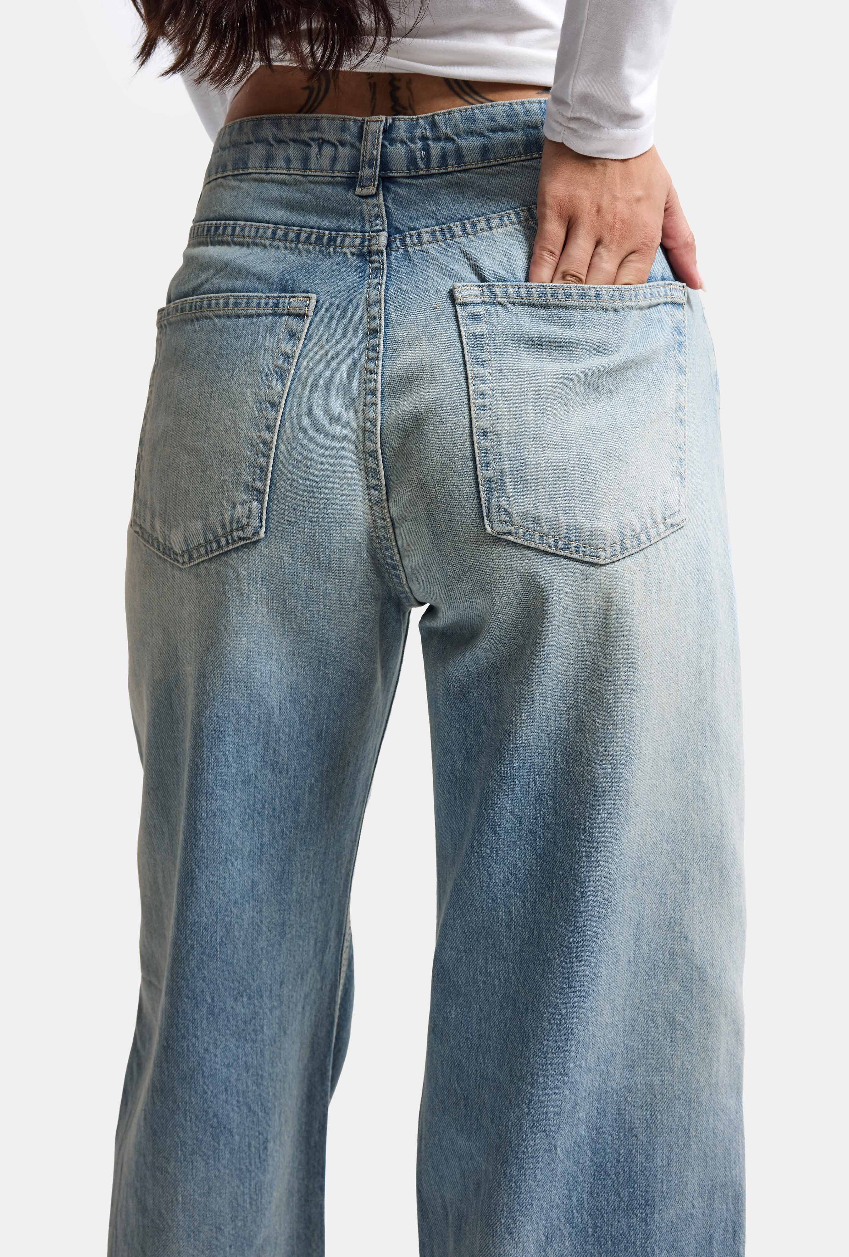 It's Basic Kadın Jean Renk 4s6-32 Straight Fit Yüksek Bel Denim Jean görsel 4