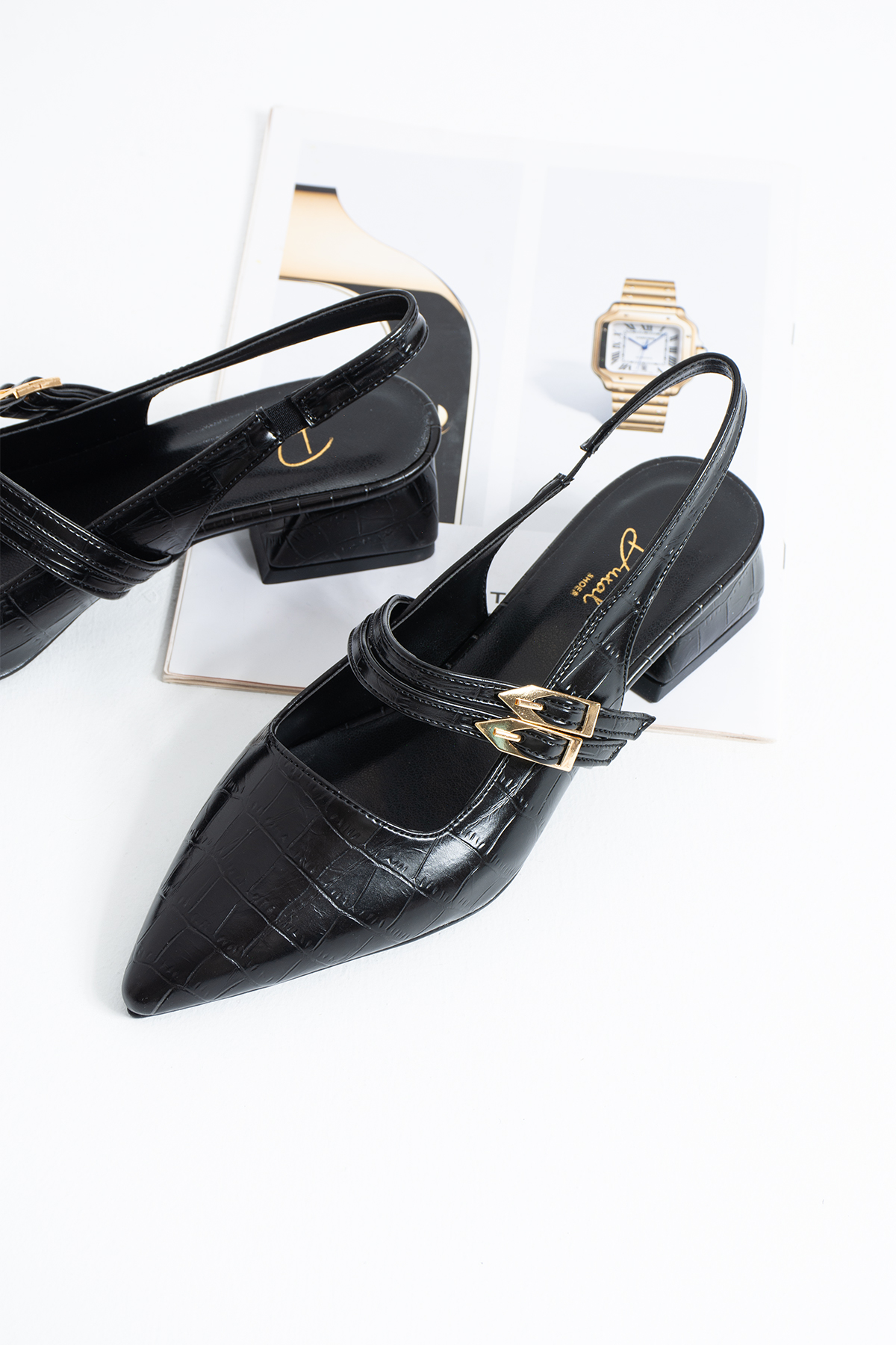 DUXAL SHOES Yolanda Kadın Kahverengi Süet Çift Toka Detaylı Kısa Topuklu Ayakkabı- Babet görsel 2