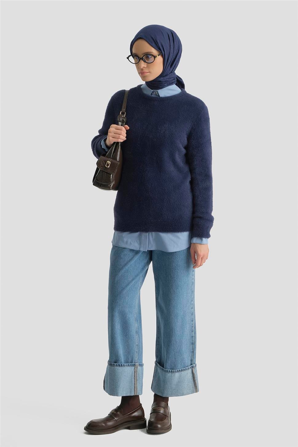 ARMİNE Dokulu Basic Kazak 25Kd6025 Lacivert görsel 2