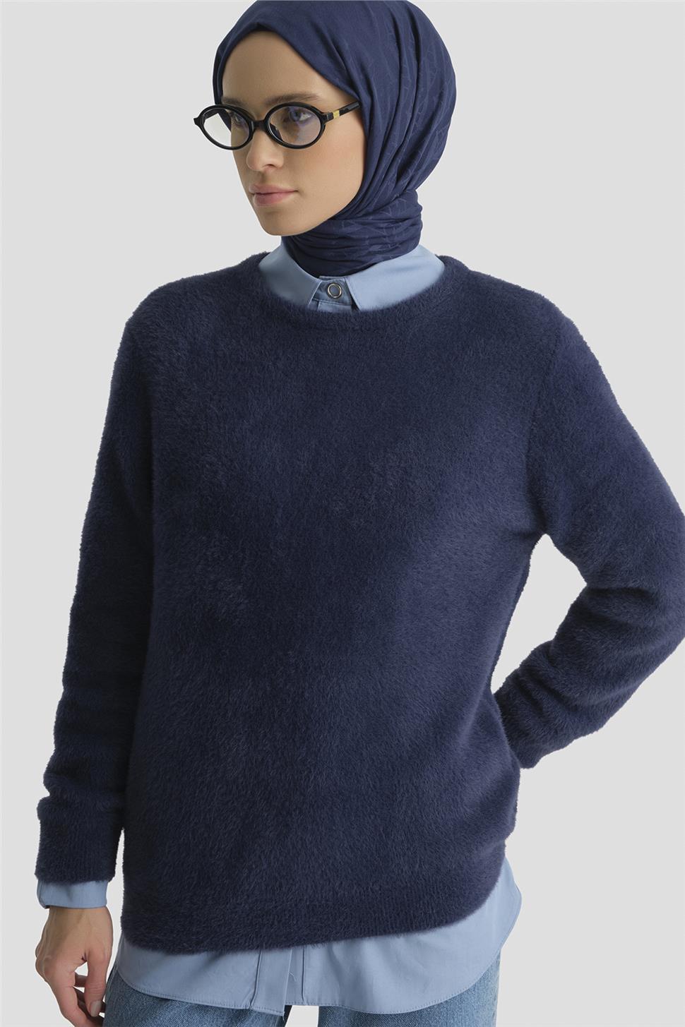 ARMİNE Dokulu Basic Kazak 25Kd6025 Lacivert görsel 4