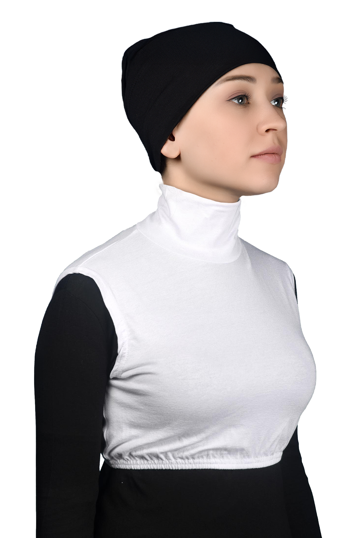 Altobeh Sıfır Kol Balıkçı Yaka Tam Boğazlı Elastanlı Penye Kadın Yarım Body