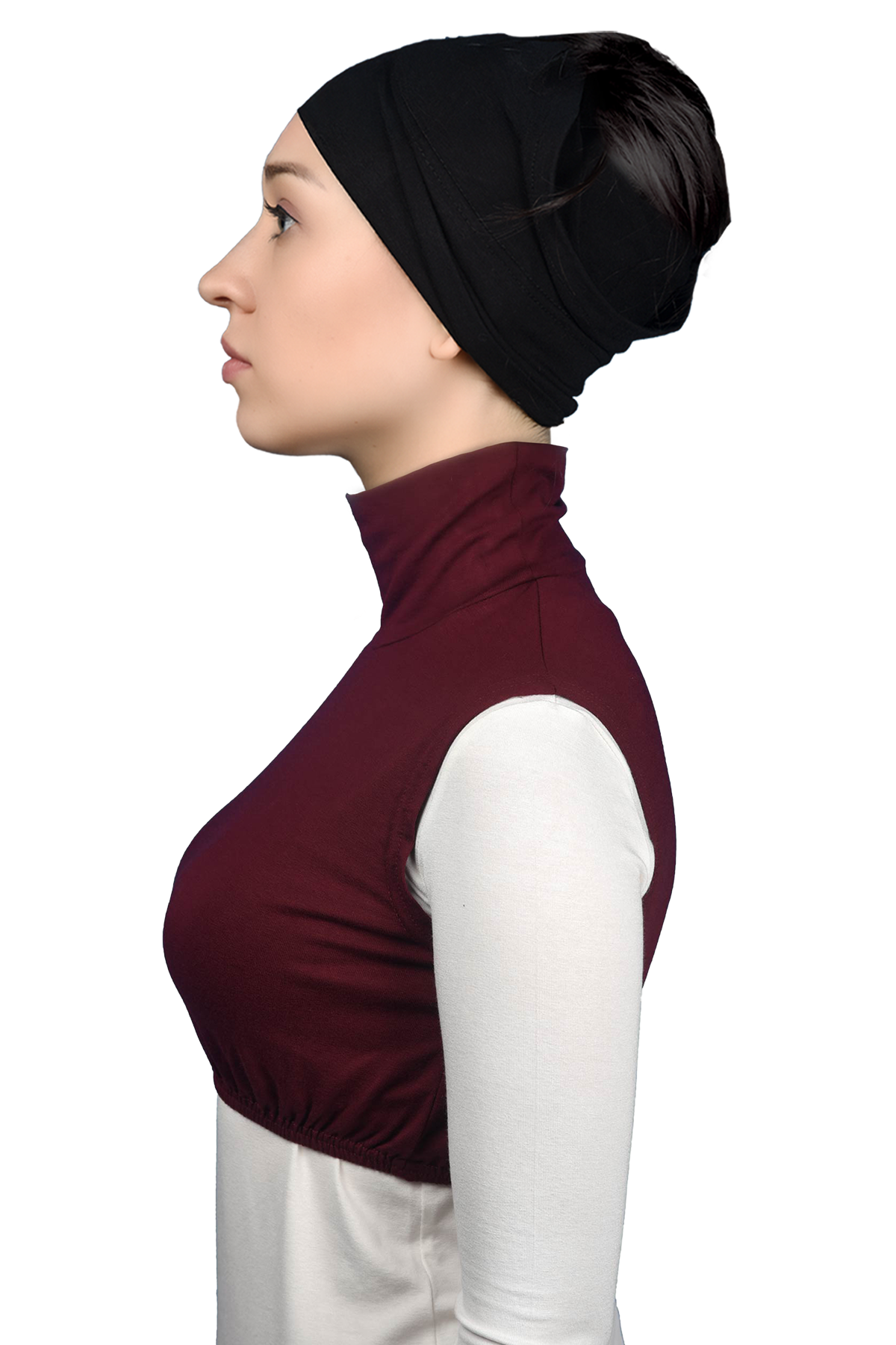 Altobeh Sıfır Kol Balıkçı Yaka Tam Boğazlı Elastanlı Penye Kadın Yarım Body görsel 3