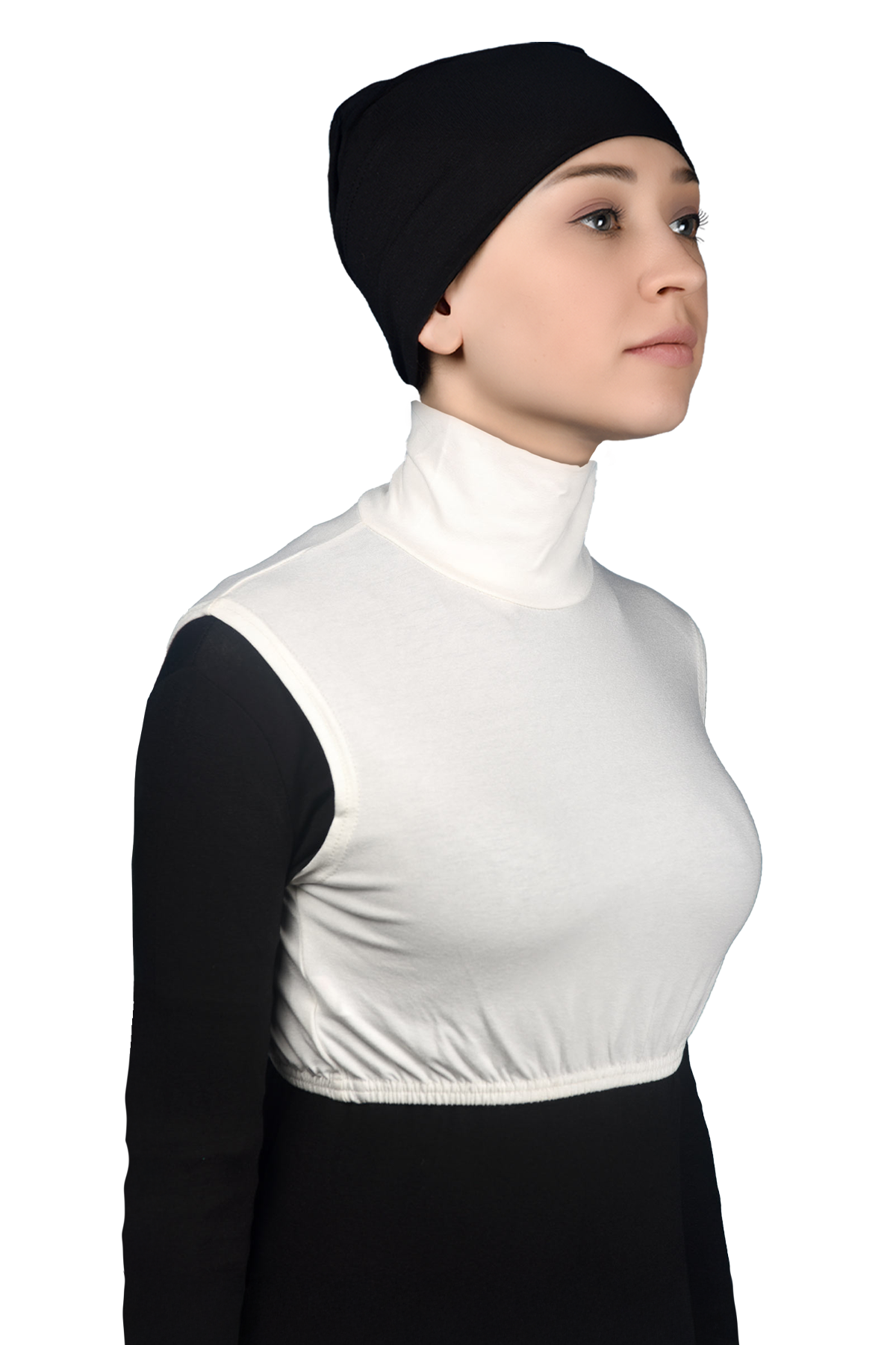 Altobeh Sıfır Kol Balıkçı Yaka Tam Boğazlı Elastanlı Penye Kadın Yarım Body