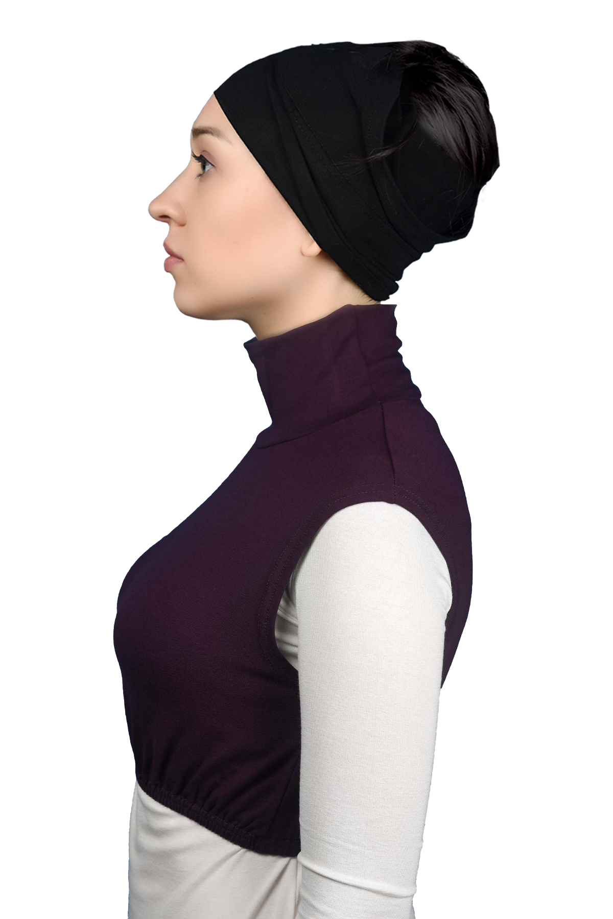 Altobeh Sıfır Kol Balıkçı Yaka Tam Boğazlı Elastanlı Penye Kadın Yarım Body görsel 3