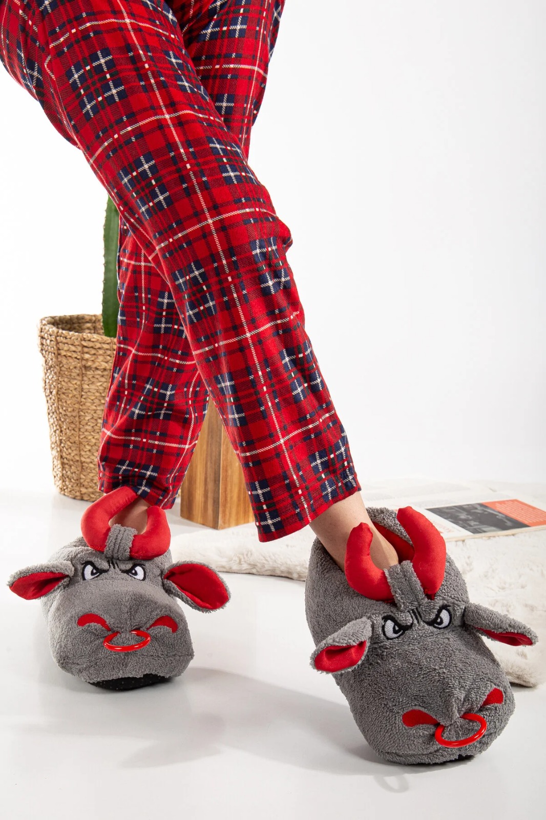 Slipcat Unisex Hayvanlı Panduf Ev Ayakkabısı Ses Yapmaz Taban görsel 3