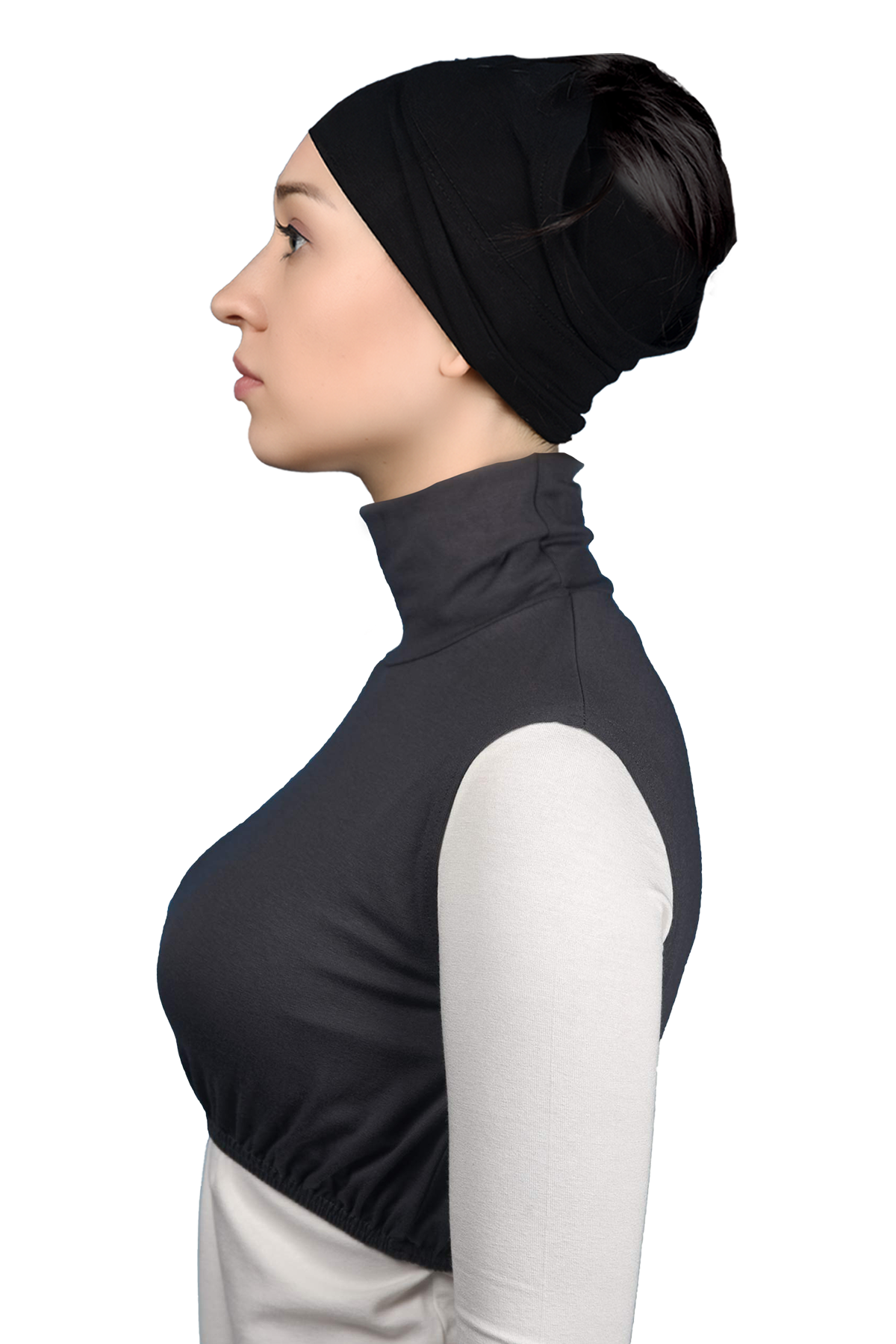 Altobeh Sıfır Kol Balıkçı Yaka Tam Boğazlı Elastanlı Penye Kadın Yarım Body görsel 3