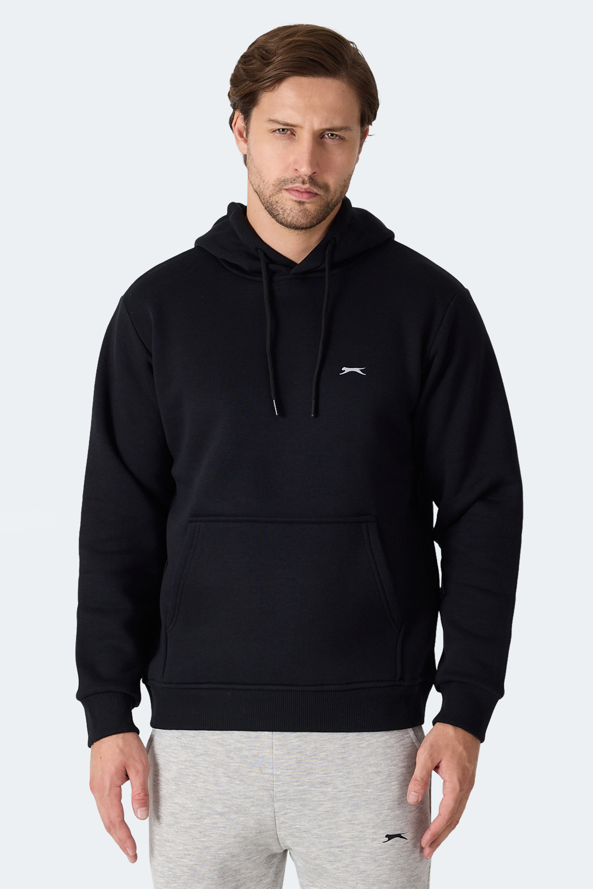 SLAZENGER MOONLIGHT I Erkek Kapüşonlu Siyah Sweatshirt