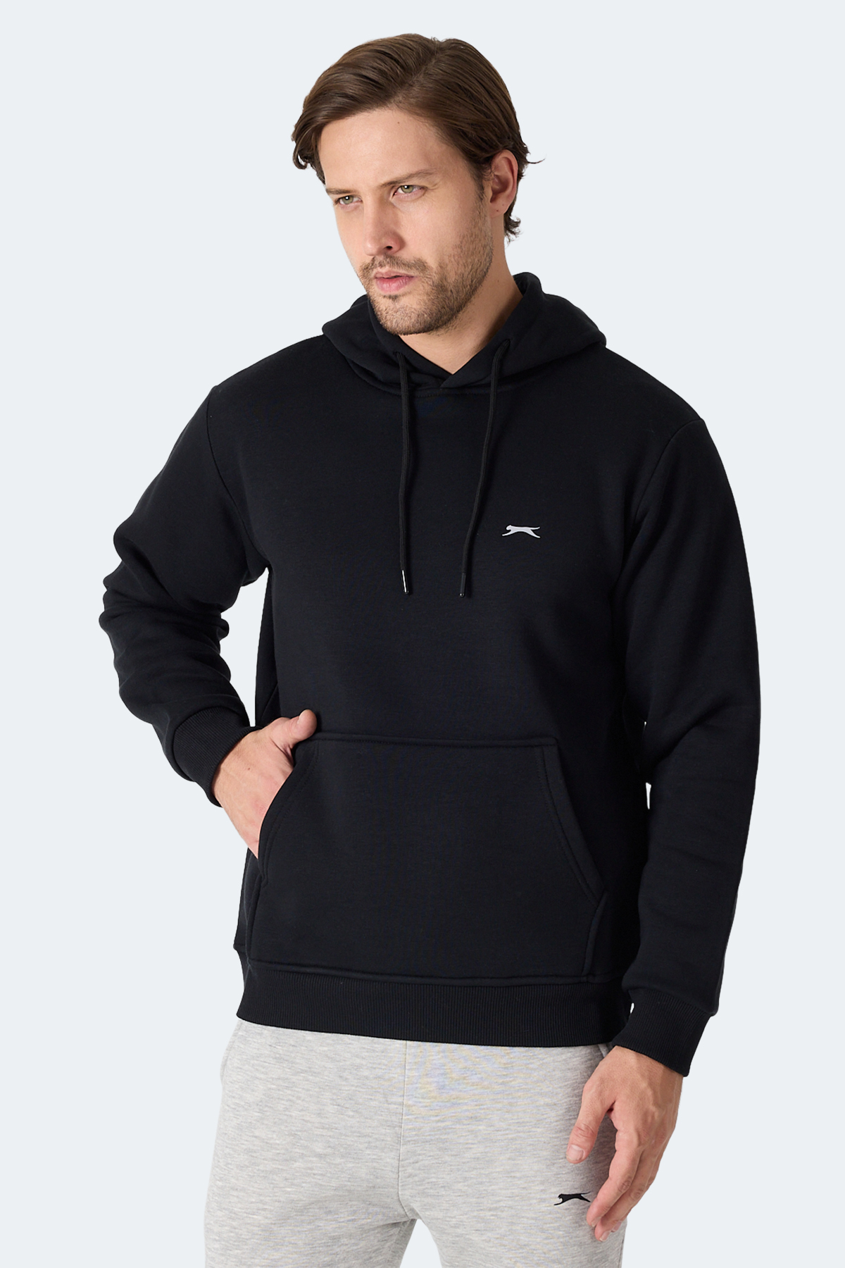 SLAZENGER MOONLIGHT I Erkek Kapüşonlu Siyah Sweatshirt görsel 4