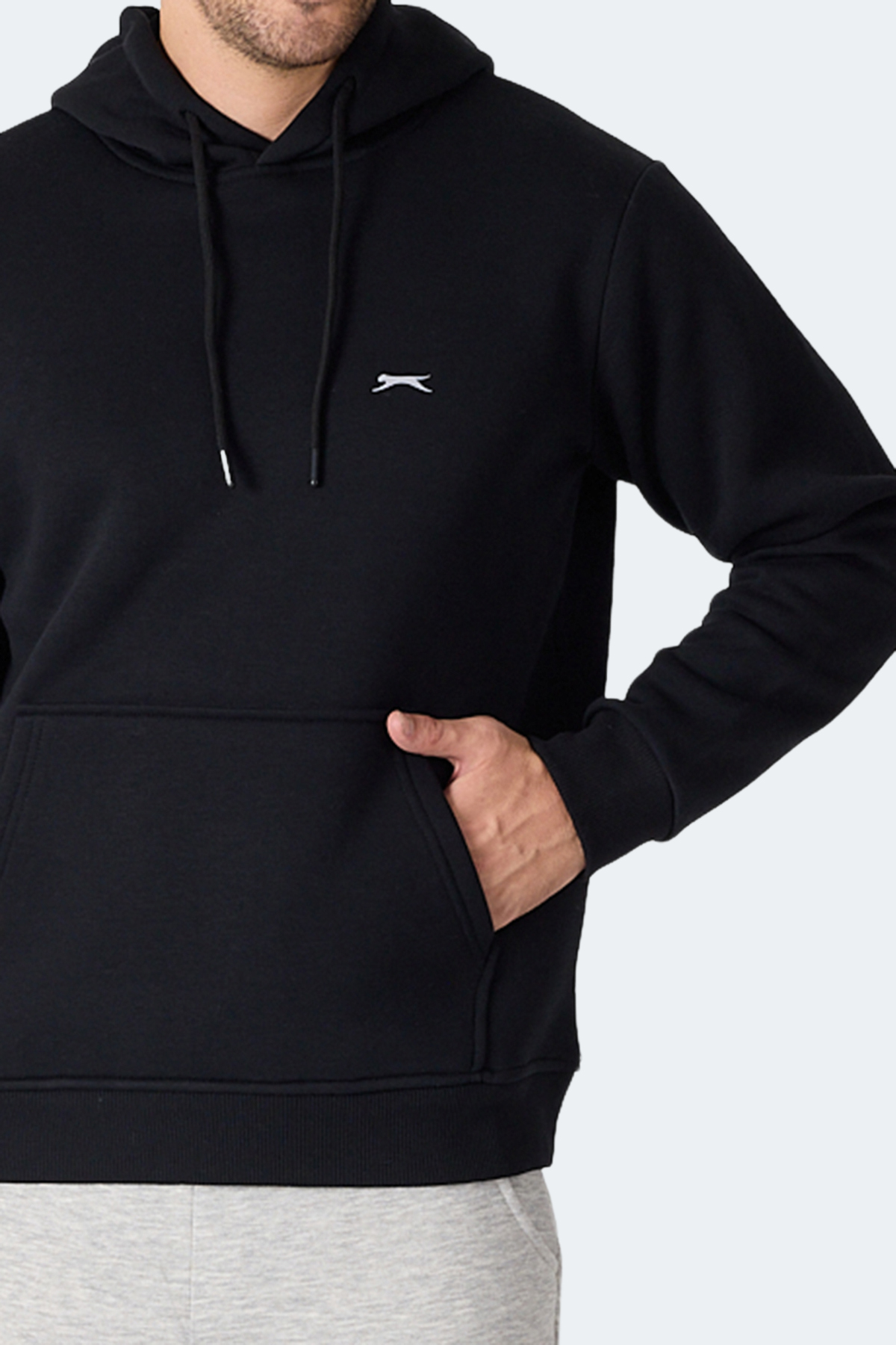 SLAZENGER MOONLIGHT I Erkek Kapüşonlu Siyah Sweatshirt görsel 5