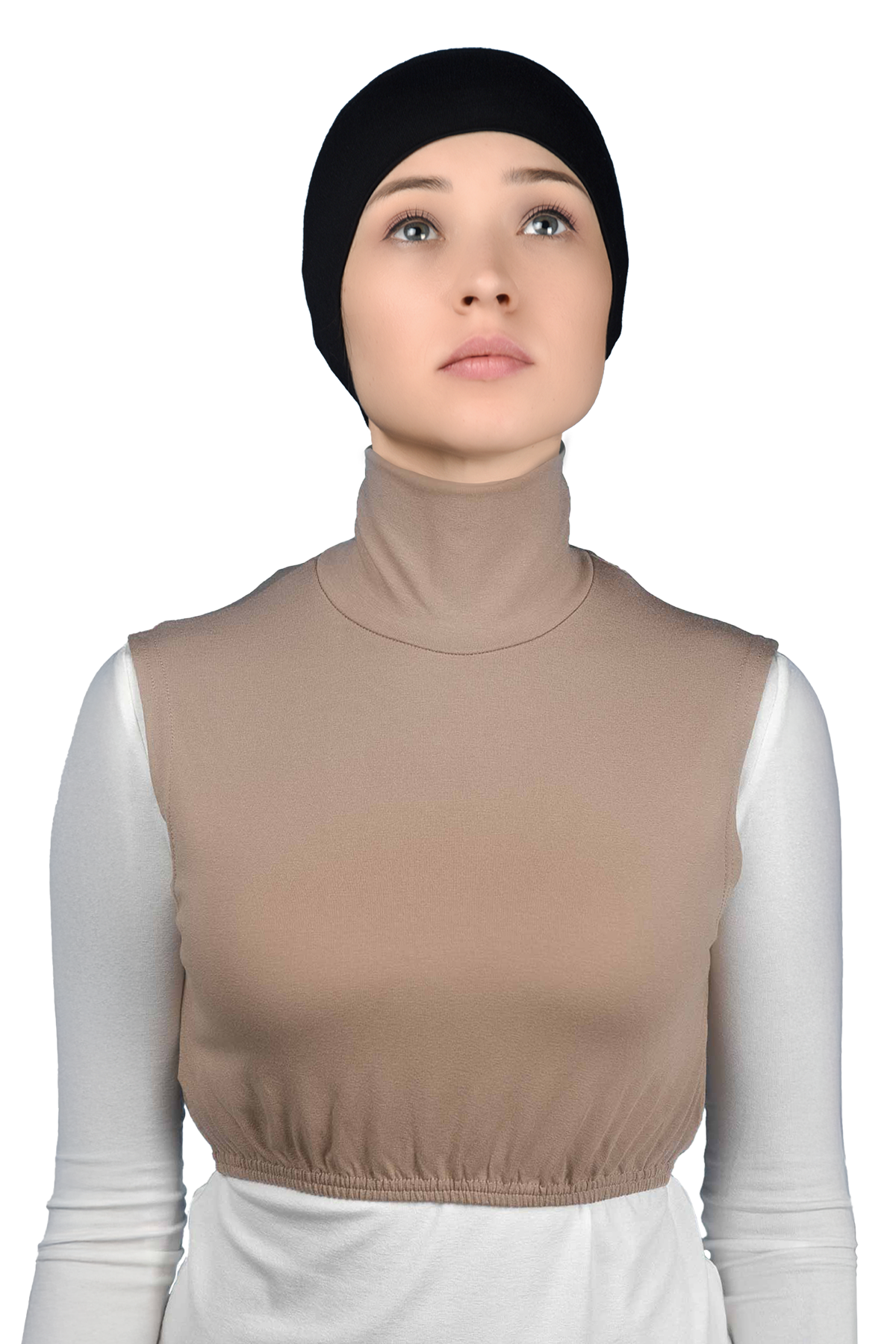 Altobeh Sıfır Kol Balıkçı Yaka Tam Boğazlı Elastanlı Penye Kadın Yarım Body görsel 2