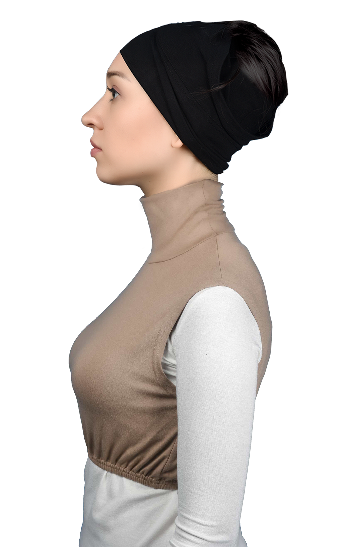 Altobeh Sıfır Kol Balıkçı Yaka Tam Boğazlı Elastanlı Penye Kadın Yarım Body görsel 3