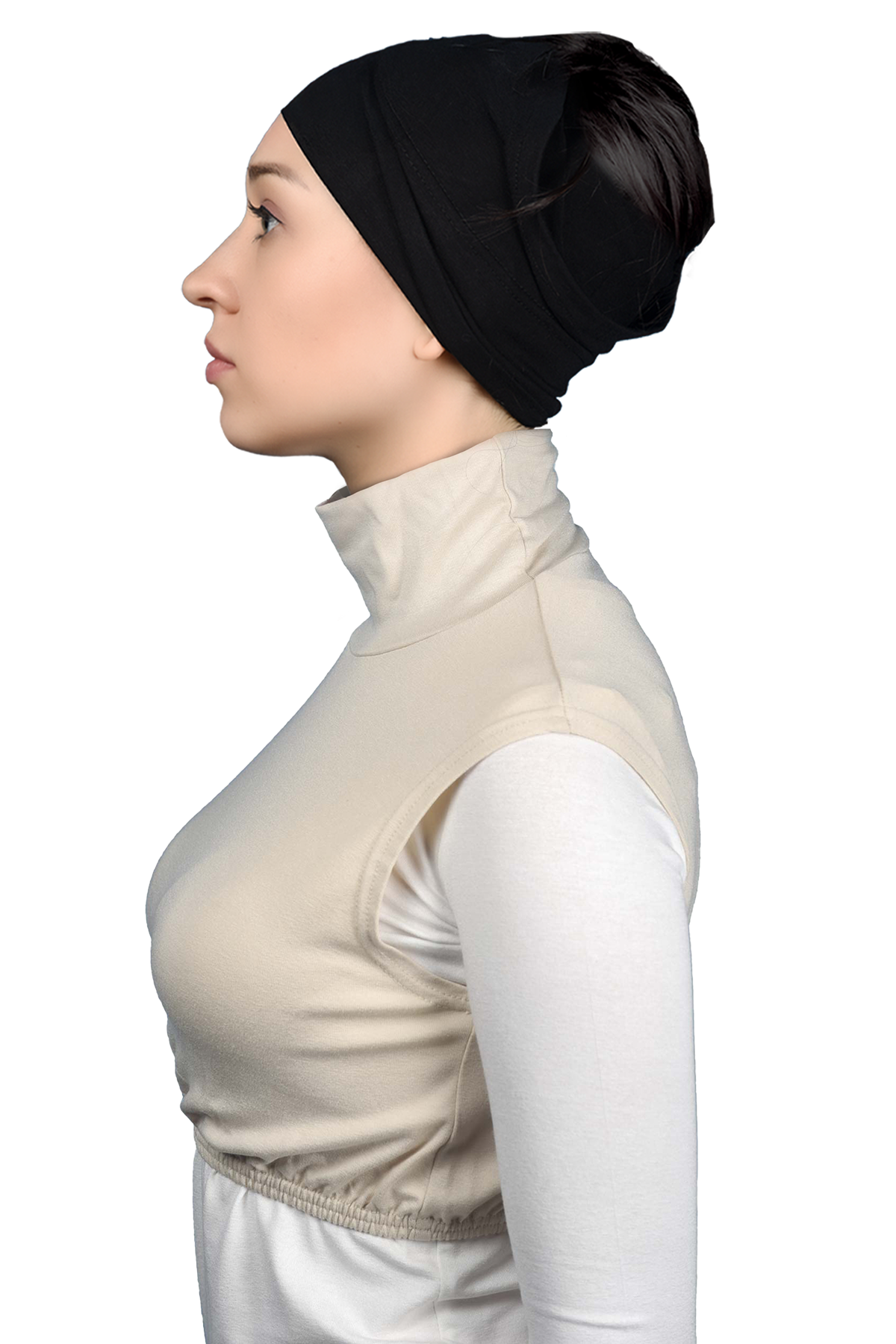 Altobeh Sıfır Kol Balıkçı Yaka Tam Boğazlı Elastanlı Penye Kadın Yarım Body görsel 3