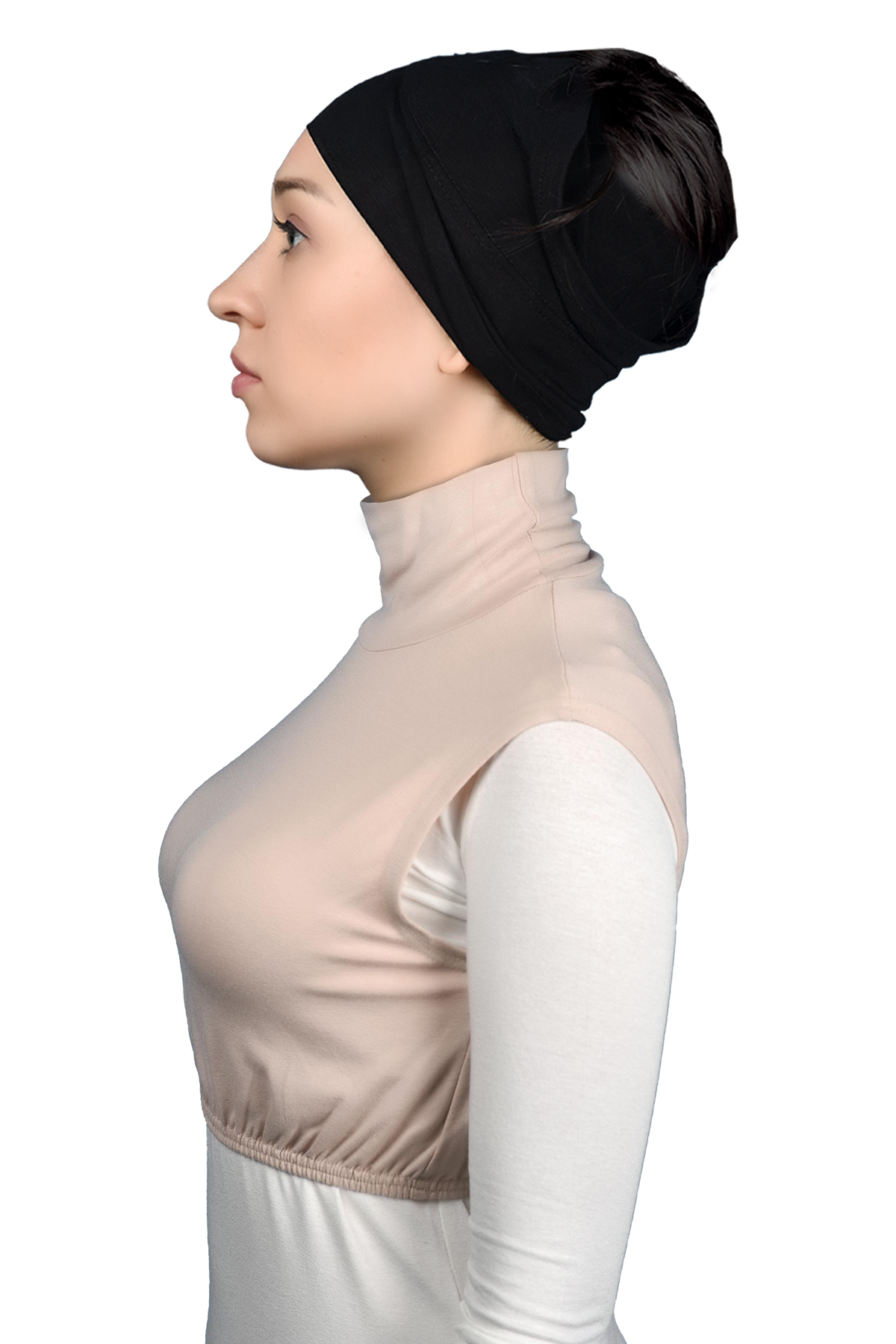 Altobeh Sıfır Kol Balıkçı Yaka Tam Boğazlı Elastanlı Penye Kadın Yarım Body görsel 3