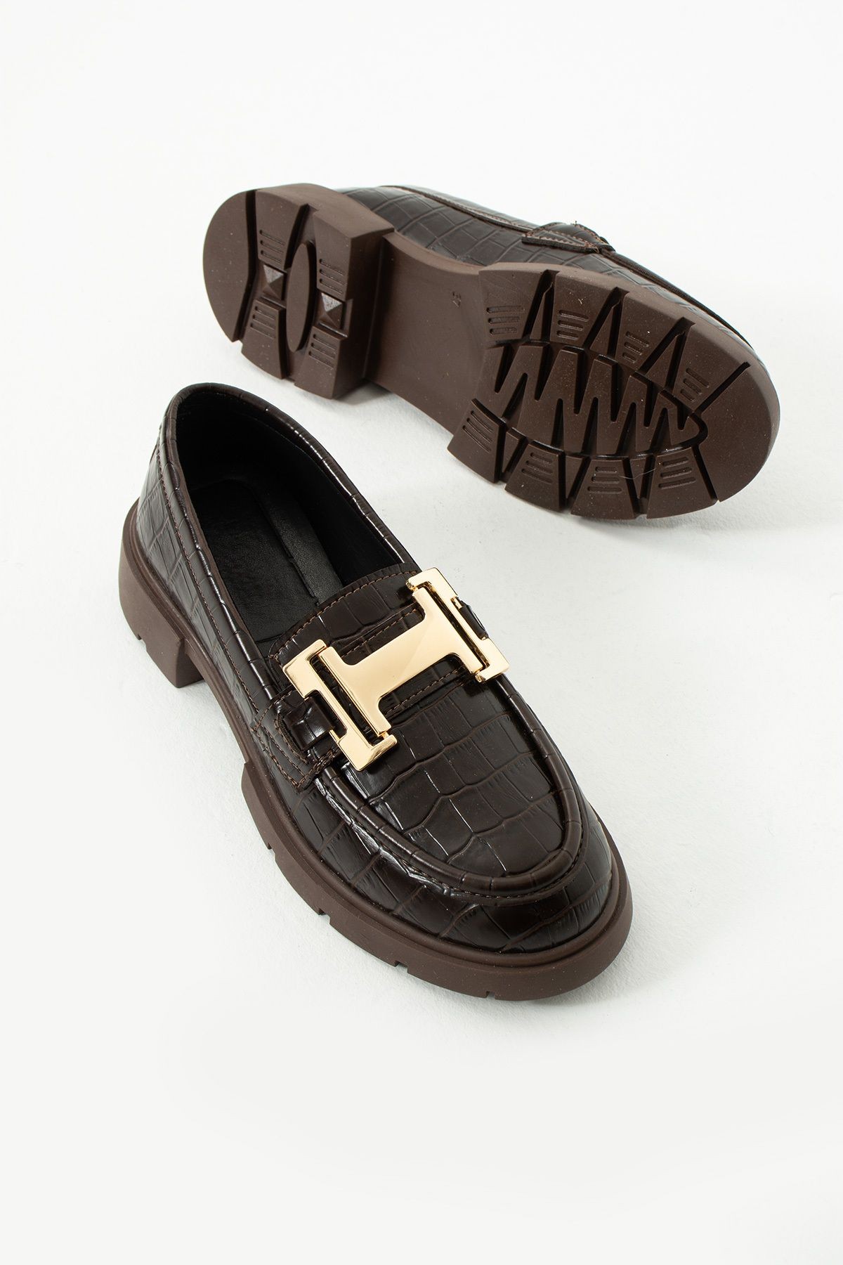 DUXAL SHOES Kadın Loafer Yüksek Taban Tokalı Günlük Ayakkabı