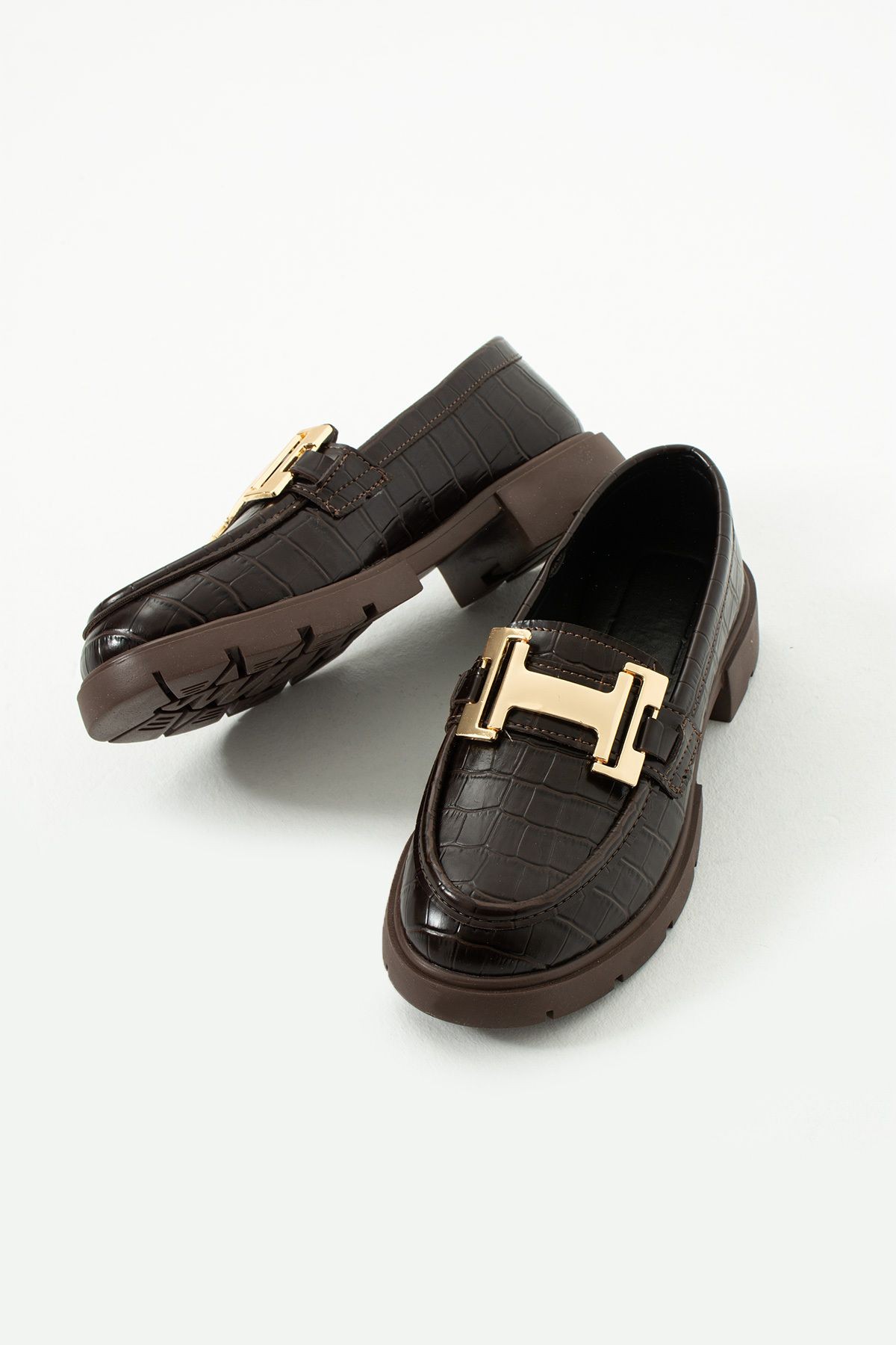 DUXAL SHOES Kadın Loafer Yüksek Taban Tokalı Günlük Ayakkabı görsel 4