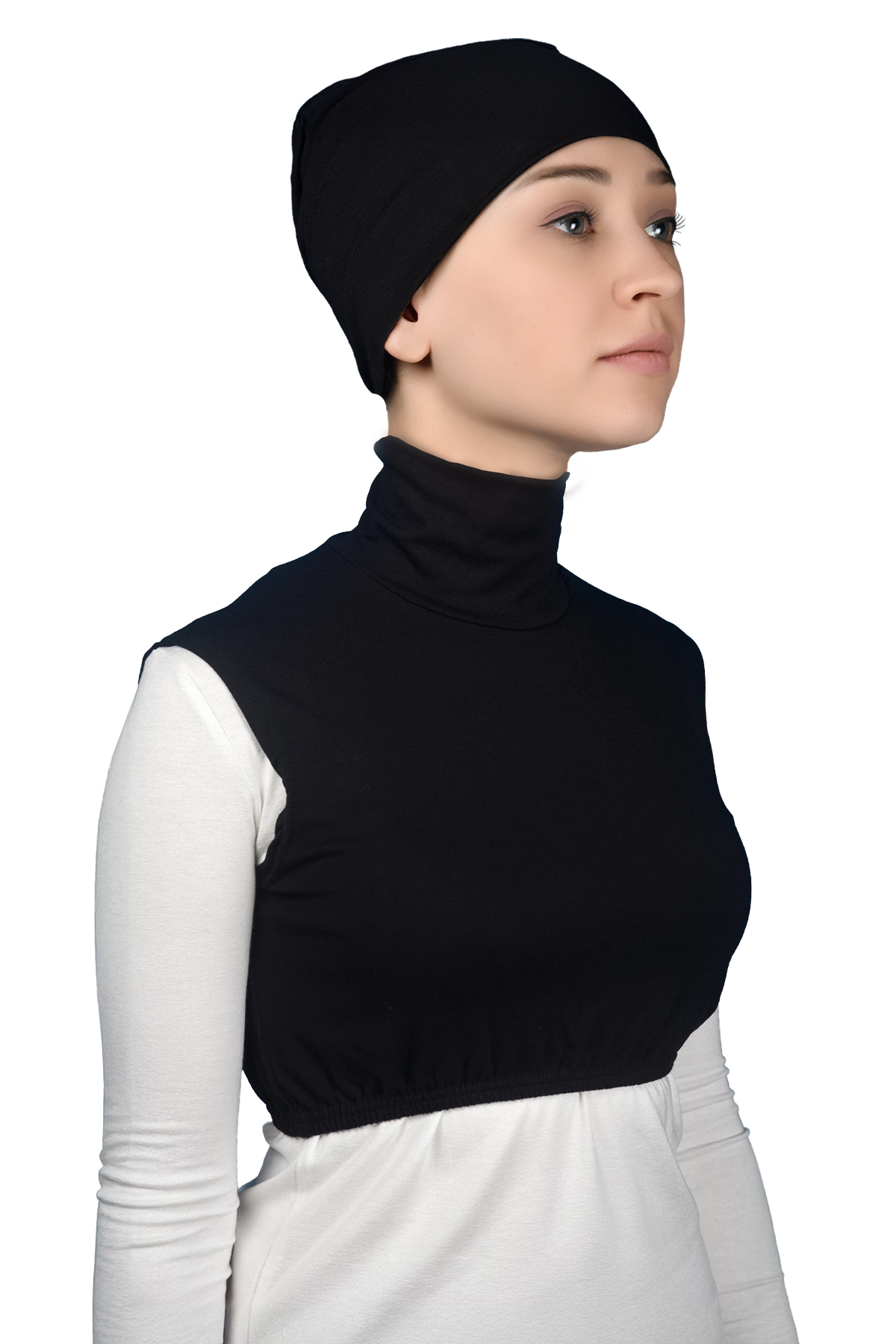 Altobeh Sıfır Kol Balıkçı Yaka Tam Boğazlı Elastanlı Penye Kadın Yarım Body