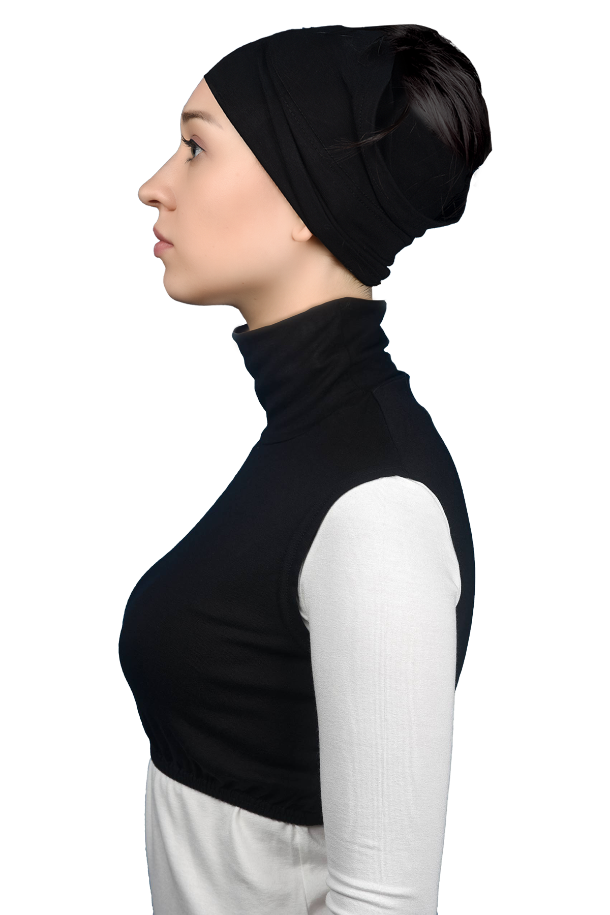 Altobeh Sıfır Kol Balıkçı Yaka Tam Boğazlı Elastanlı Penye Kadın Yarım Body görsel 3