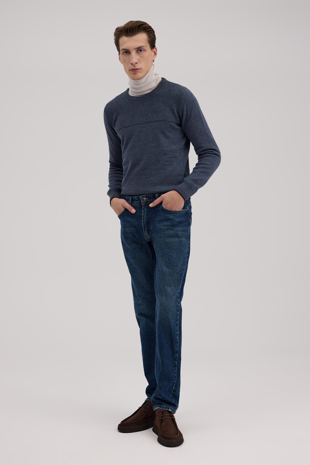 JAKAMEN Lacivert Slim Fit %100 Pamuk 5 Cep Jean Pantolon