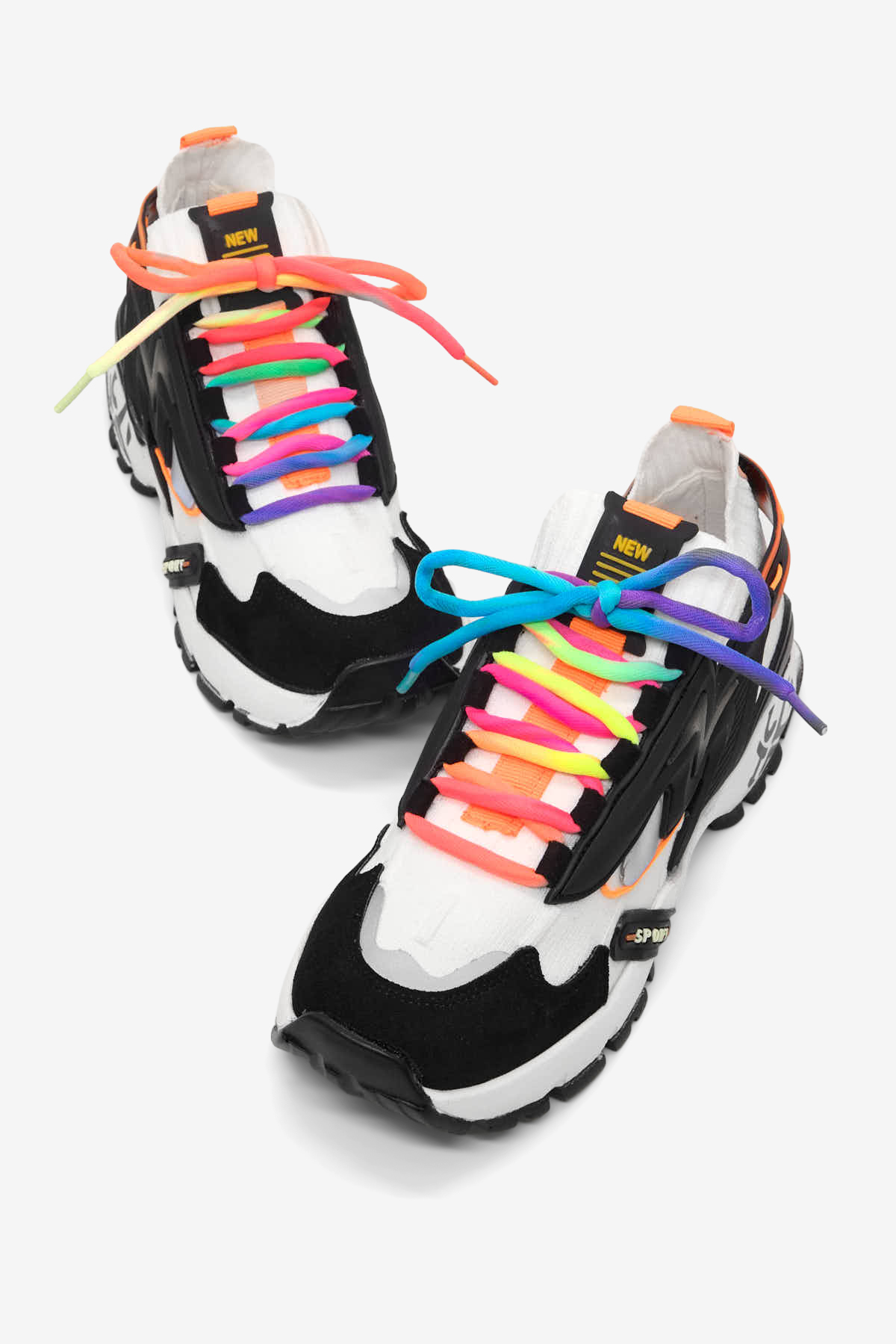 TONNY BLACK Kadın Siyah Beyaz Rahat Kalıp Renkli Lastik Boğazlı Bağcıklı Sneaker görsel 2