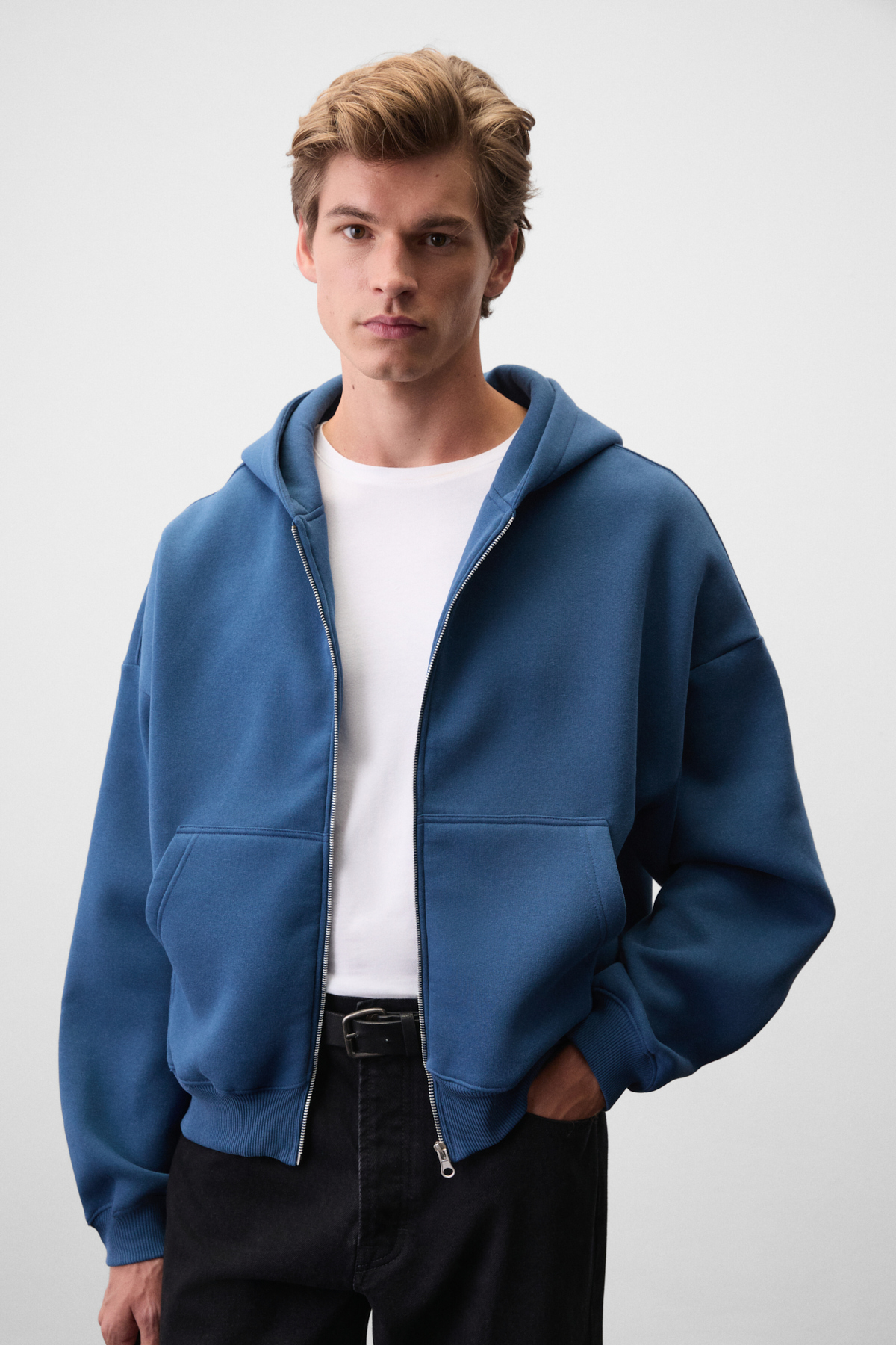 GRIMELANGE SONGULO Erkek Fermuarlı Kapüşonlu MAVİ Sweatshirt görsel 2