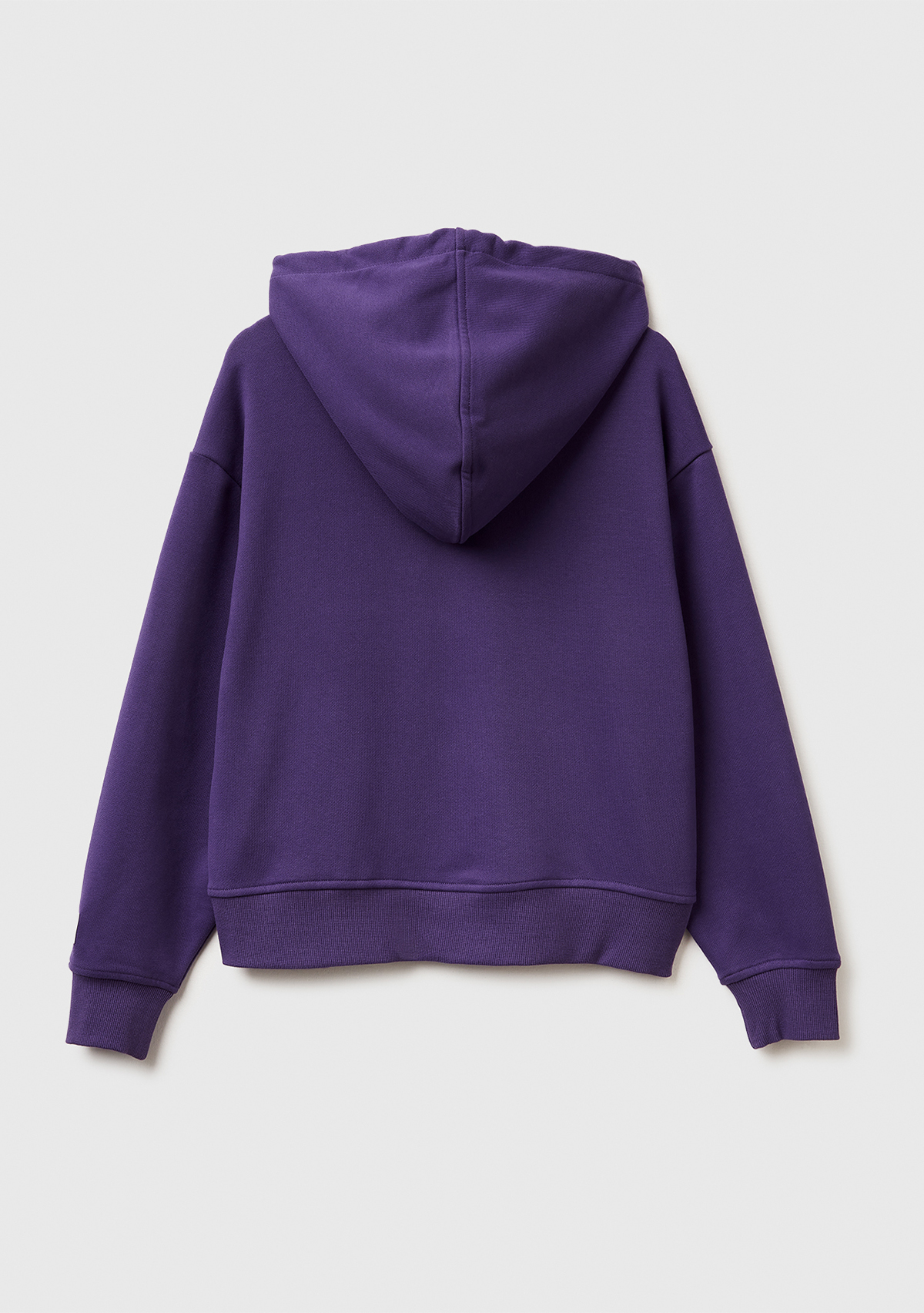 United Colors Of Benetton Kadın Mor Pamuk Karışımlı Önü Yazı Baskılı Kapüşonlu Sweatshirt görsel 4