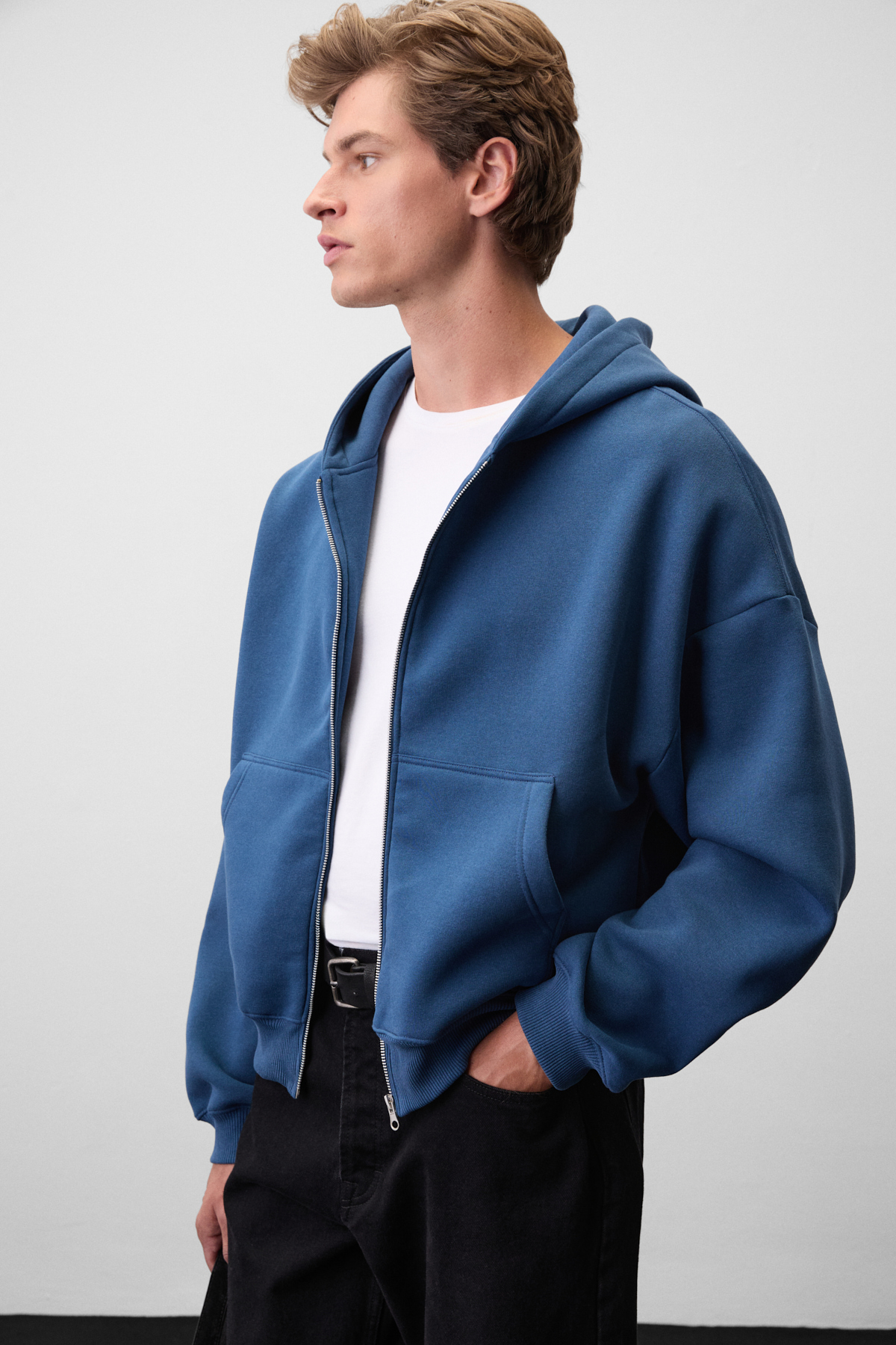 GRIMELANGE SONGULO Erkek Fermuarlı Kapüşonlu MAVİ Sweatshirt görsel 3