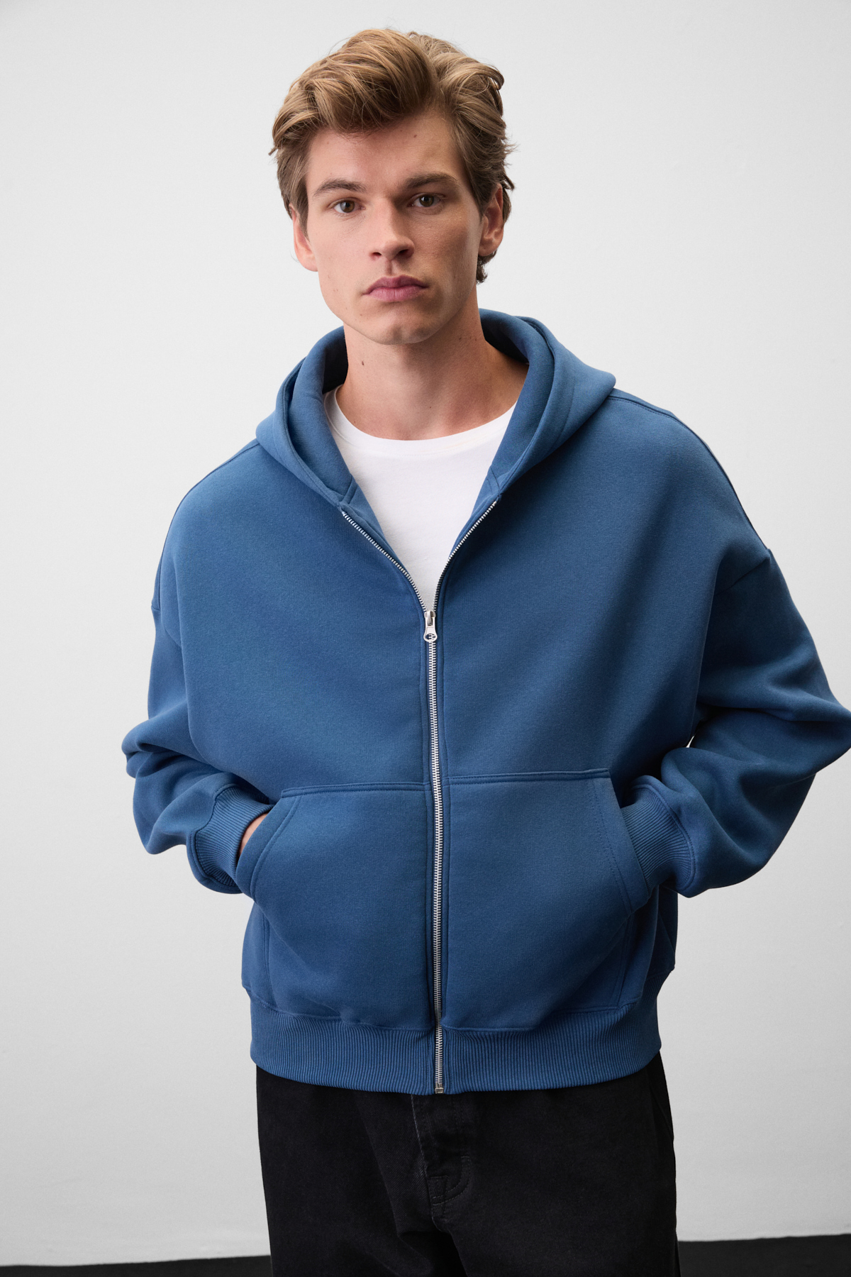 GRIMELANGE SONGULO Erkek Fermuarlı Kapüşonlu MAVİ Sweatshirt görsel 5