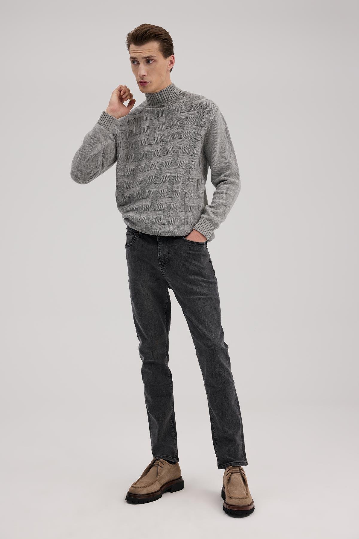 JAKAMEN Gri Slim Fit 5 Cep Jean Pantolon
