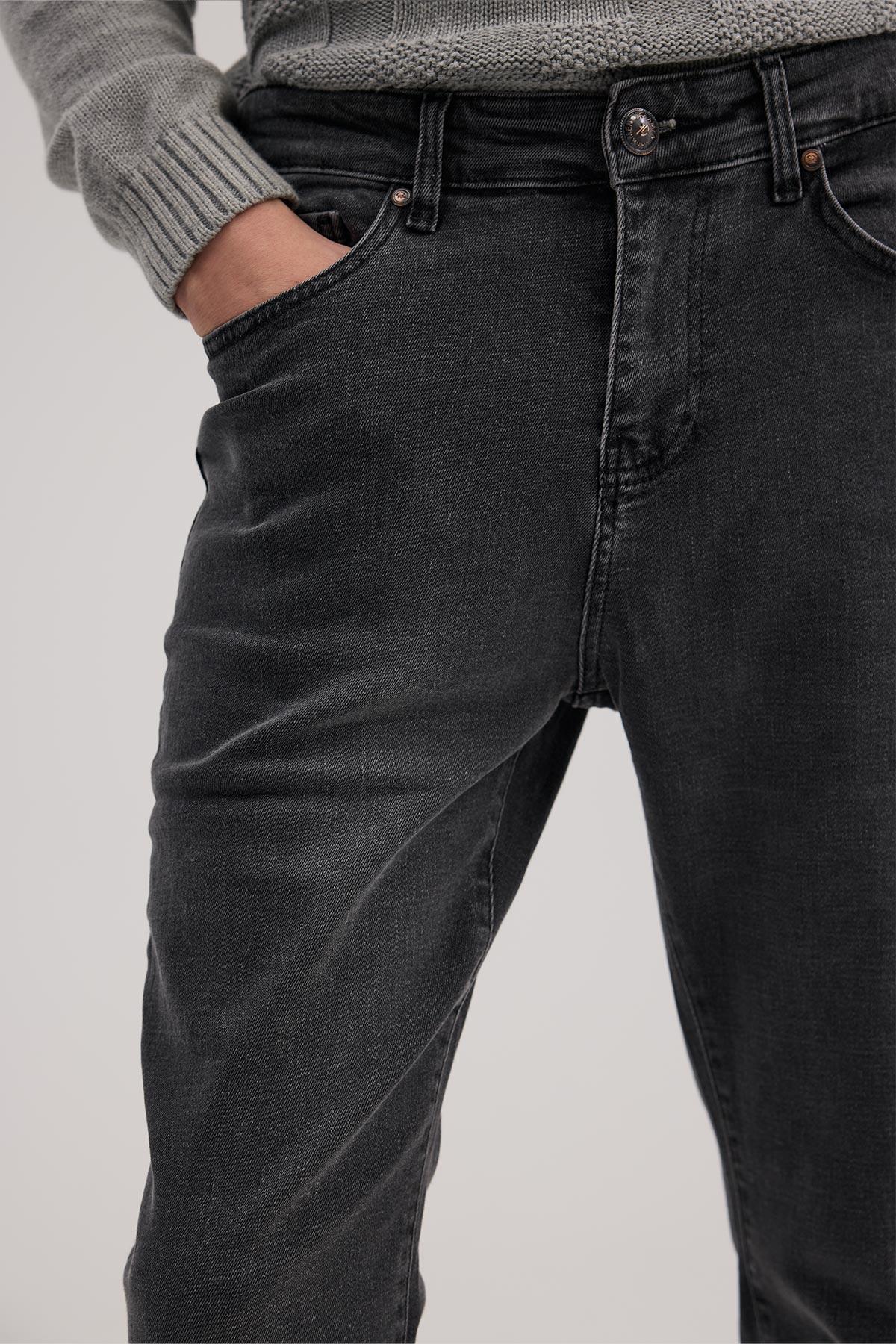 JAKAMEN Gri Slim Fit 5 Cep Jean Pantolon görsel 3