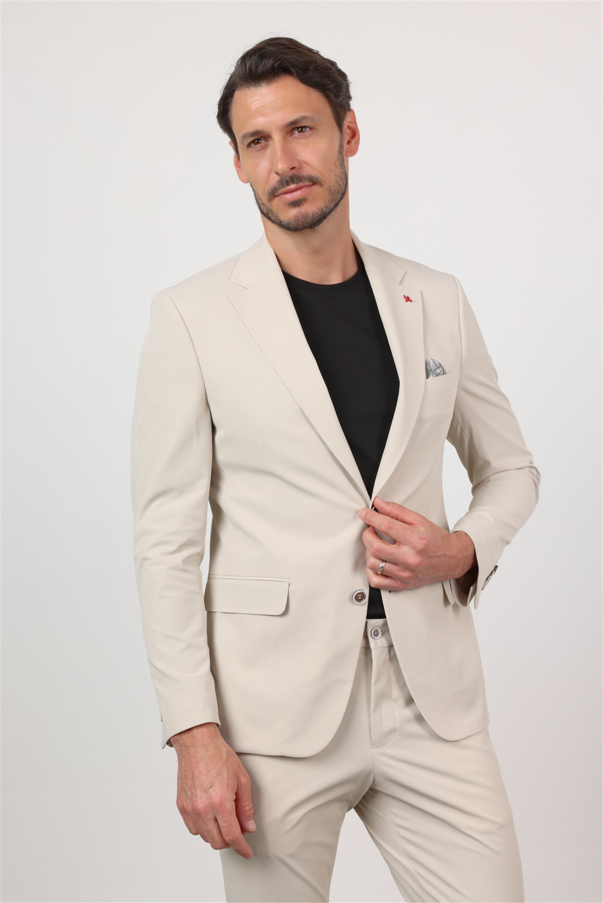 İMZA Kendinden Desenli Mono Yaka 6 Drop Slim Fit Takım Elbise 1001260162 görsel 4