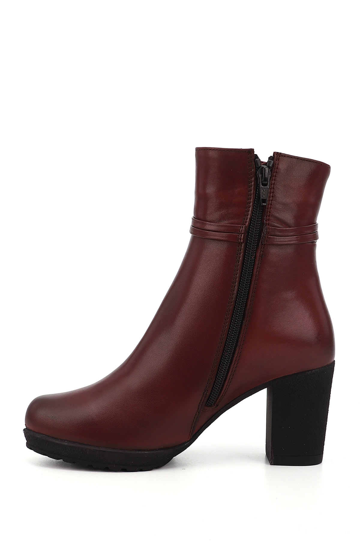 GÖNDERİ(R) Kadın BORDO Fermuarlı Kalın Topuklu Hakiki Deri Bot görsel 3