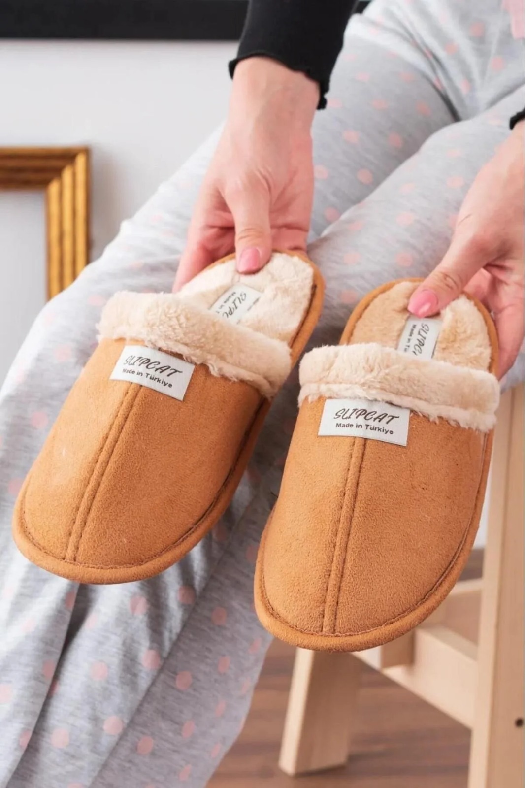 Slipcat Unisex Nakışlı Kadife Ev Terliği görsel 5