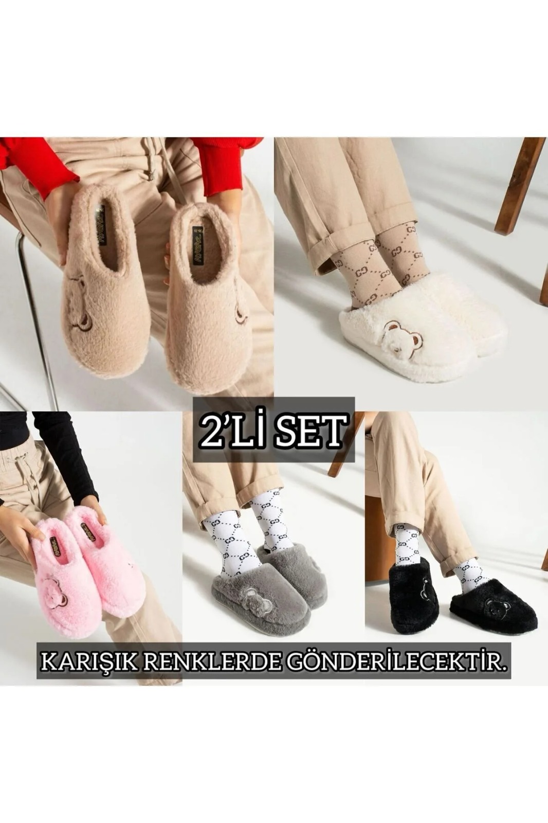 Slipcat Unisex Nakışlı Kadife Ev Terliği