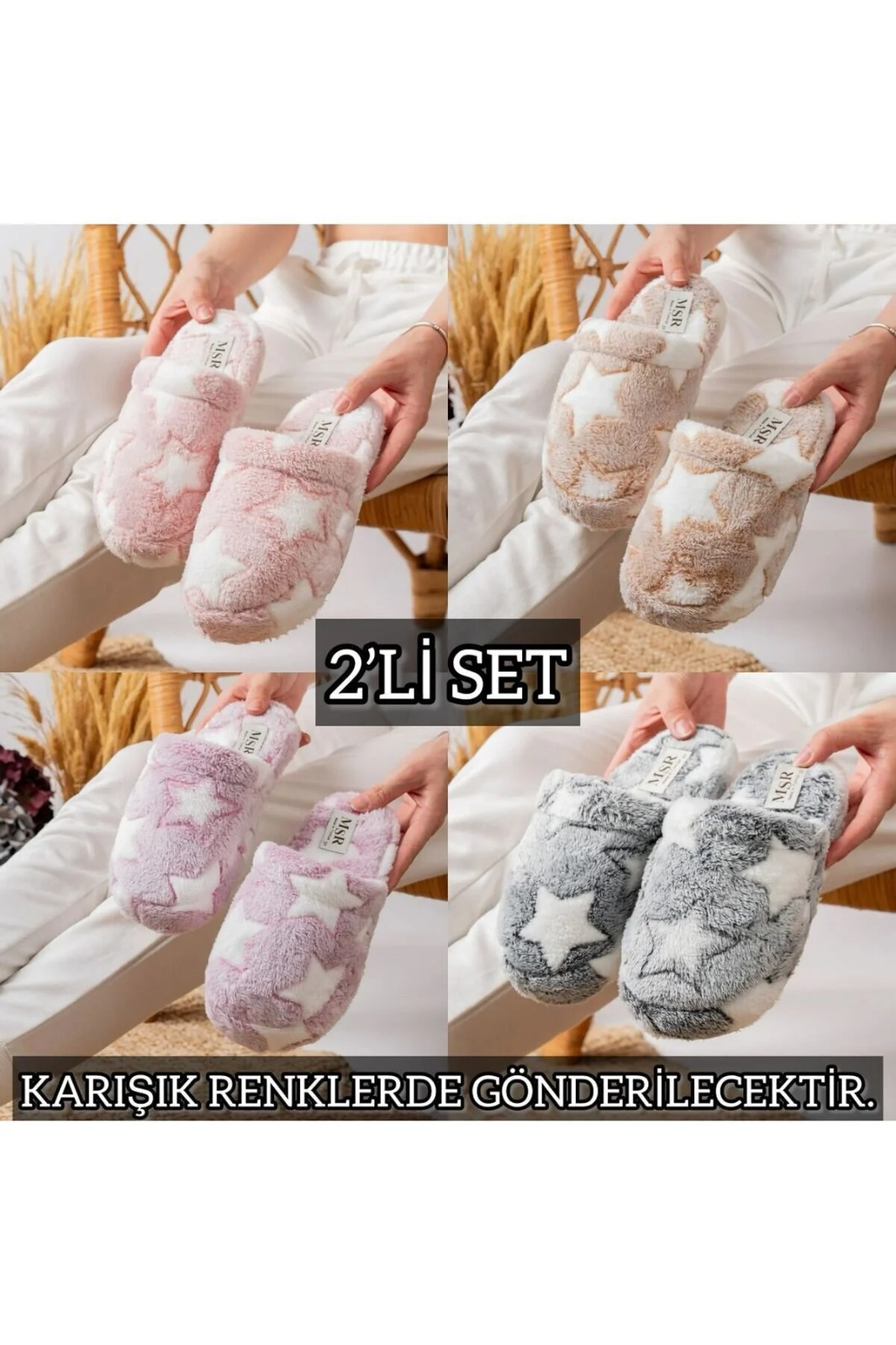 Slipcat Unisex Nakışlı Kadife Ev Terliği