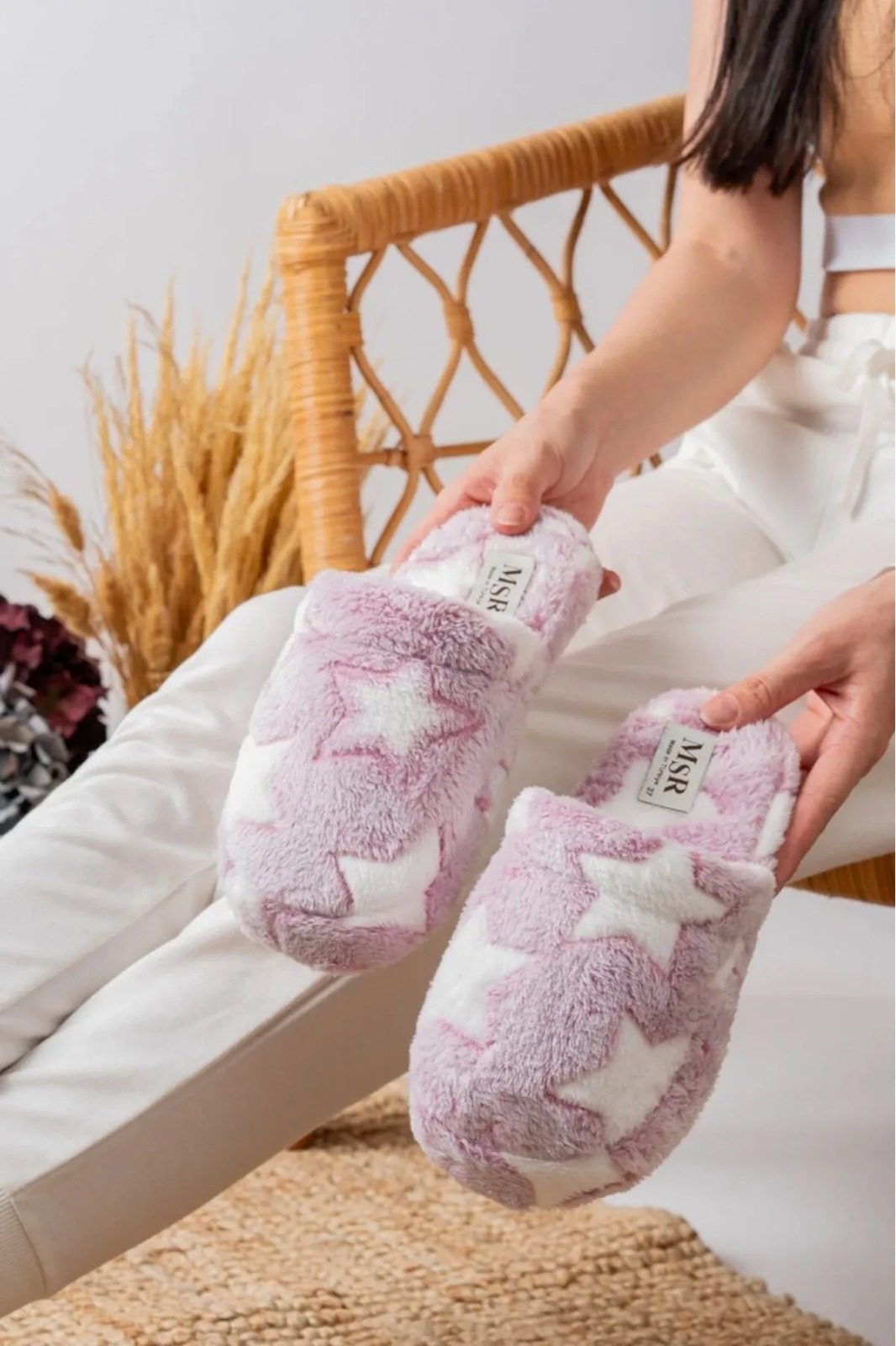 Slipcat Unisex Nakışlı Kadife Ev Terliği görsel 3